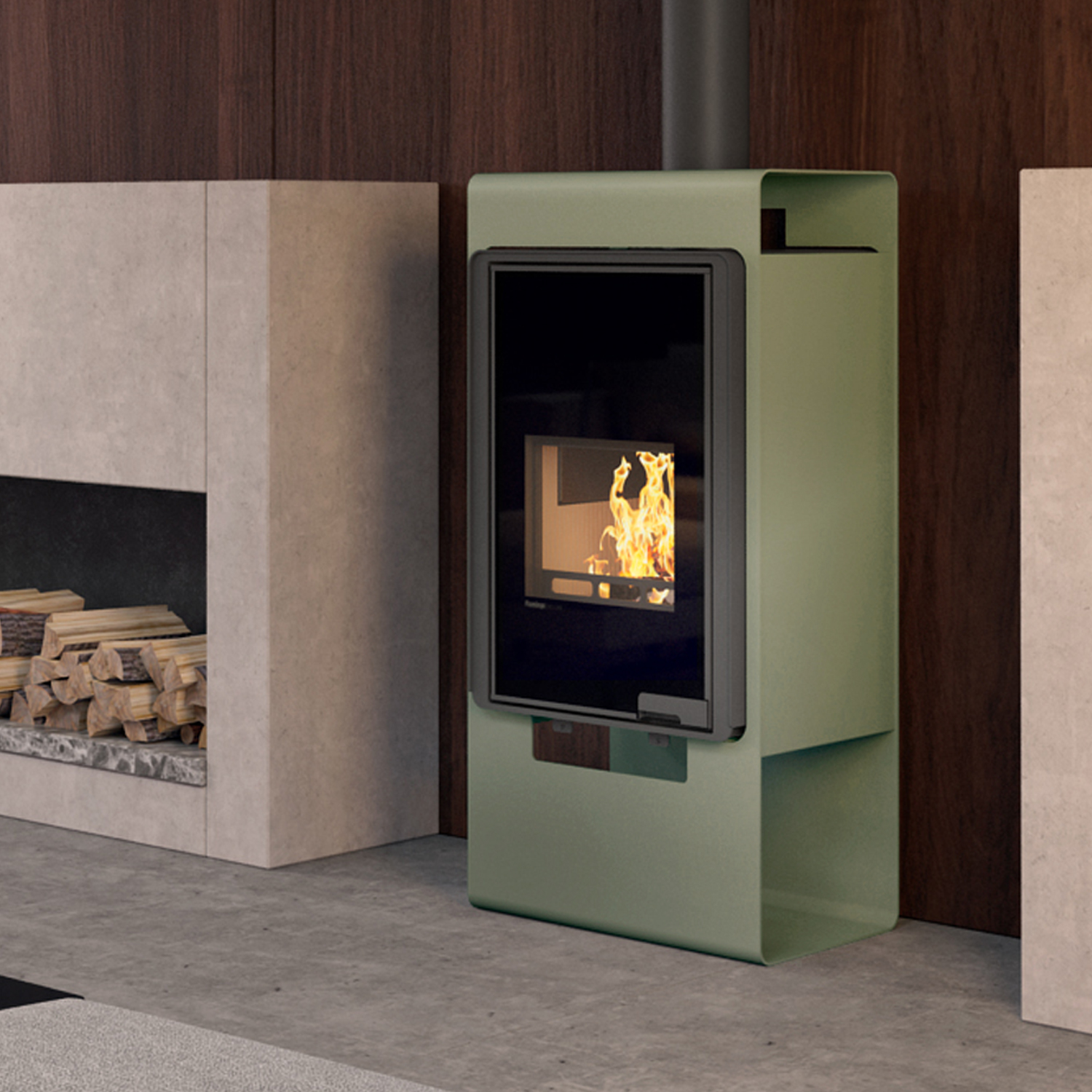 HS Flamingo Deluxe Singa Poêle à bois Olive