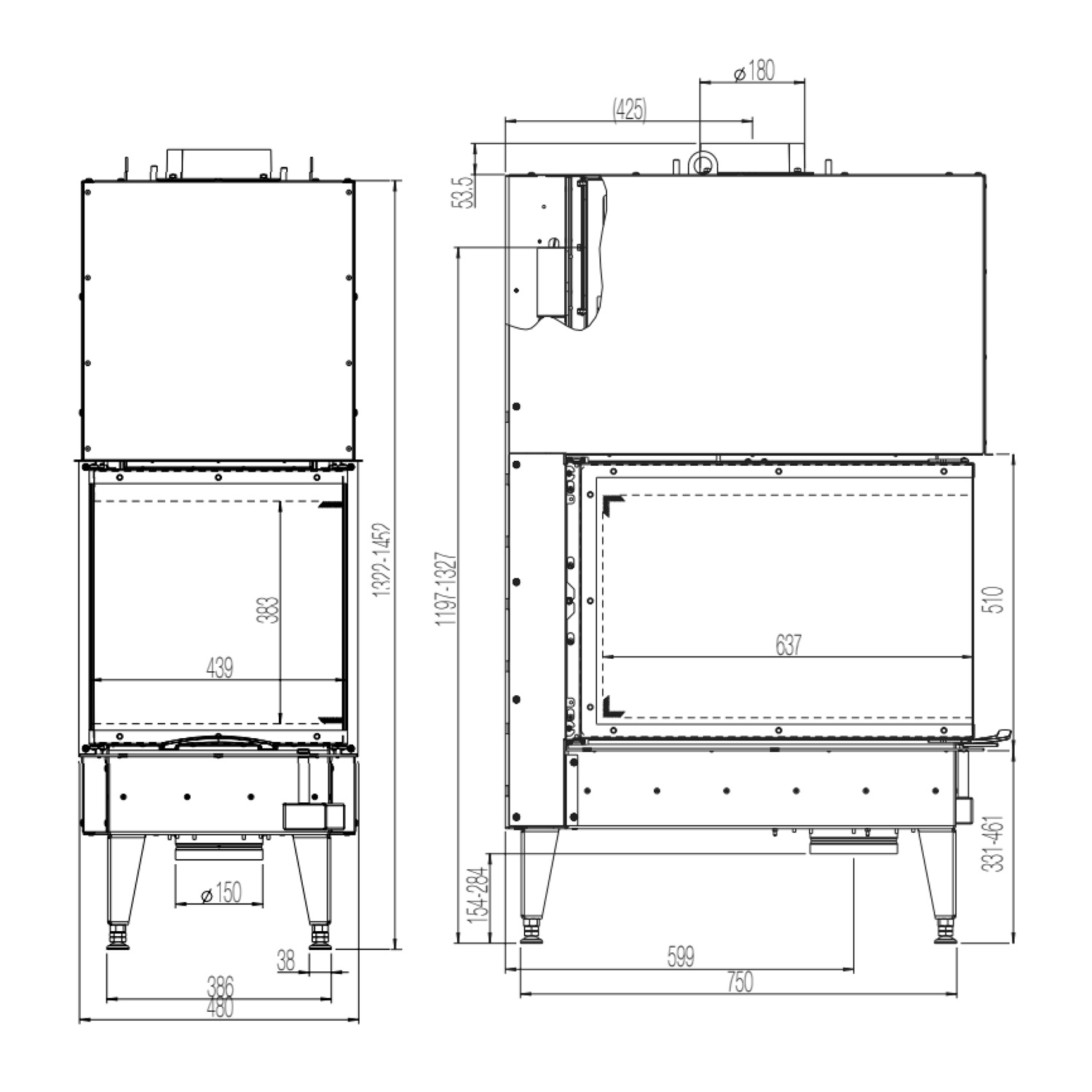 Austroflamm 48x72x51 S3 2.0 Insert de cheminée