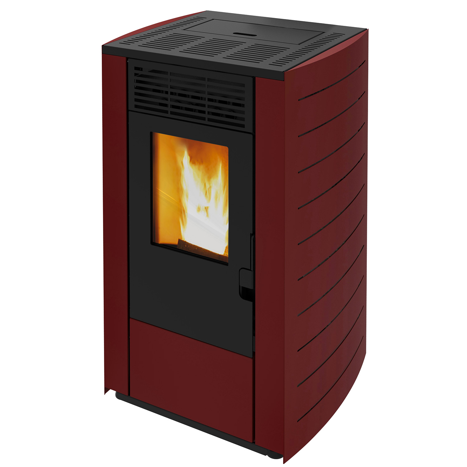 Wamsler WPO 7 poêle à granulés acier bordeaux, côtés arrondis