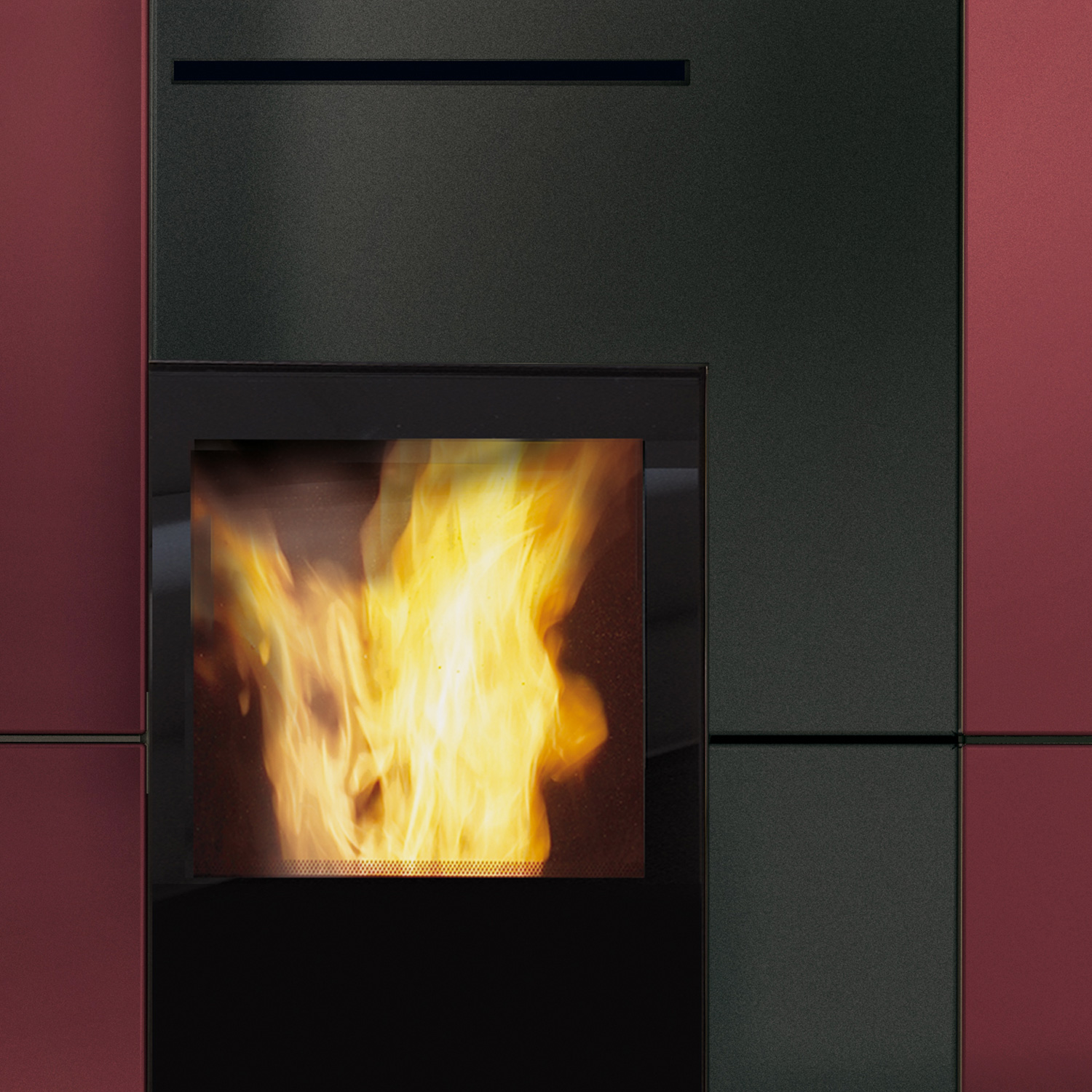 Edilkamin Blade H 23 Evo poêle à granulés bouilleur céramique Bordeaux inclus Kit R-FX