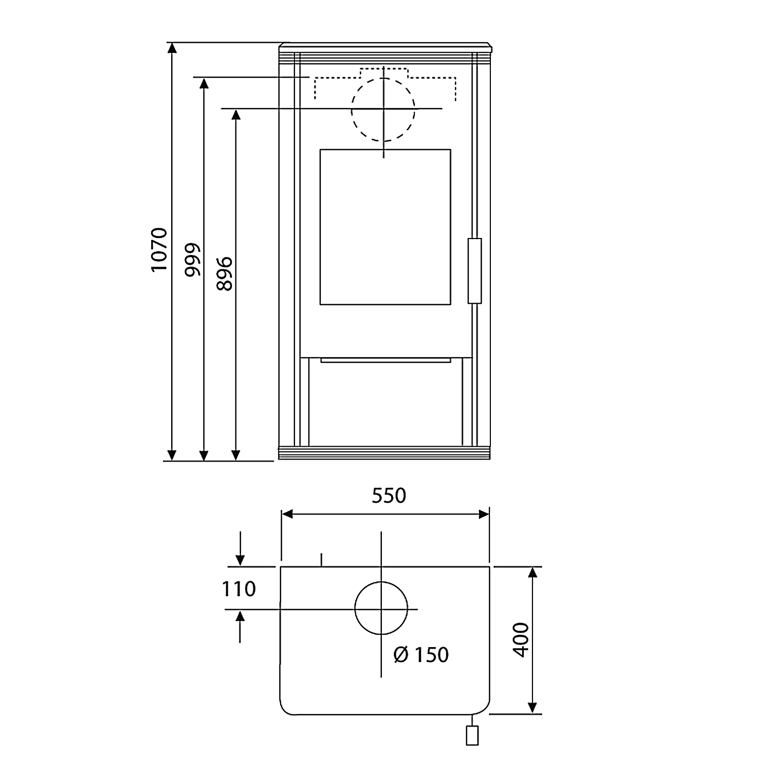 Wamsler Trion H poêle à bois en acier gris avec compartiment de rangement pour le bois