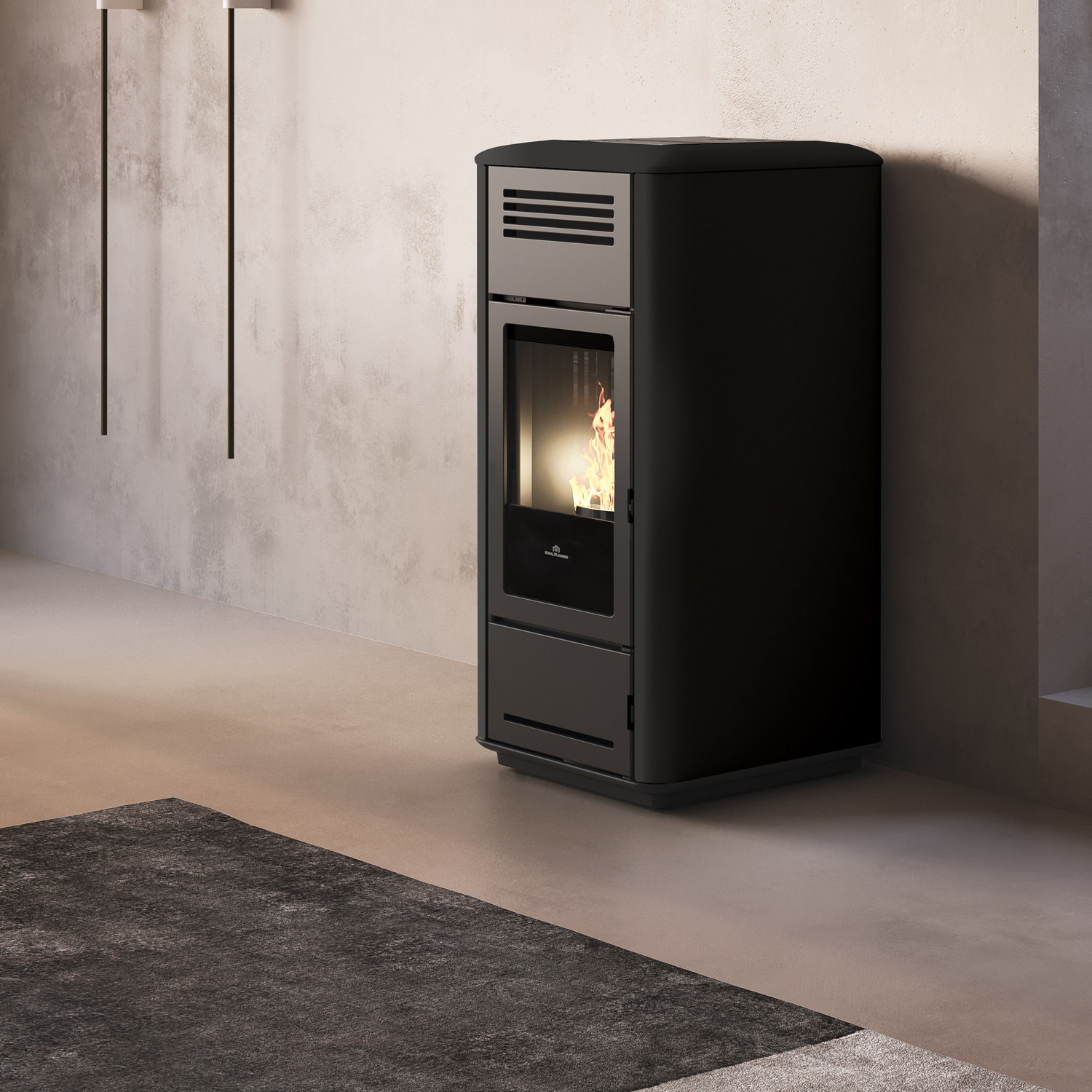 Edilkamin Milla H 15 Evo poêle à granulés hydro acier noir brillant