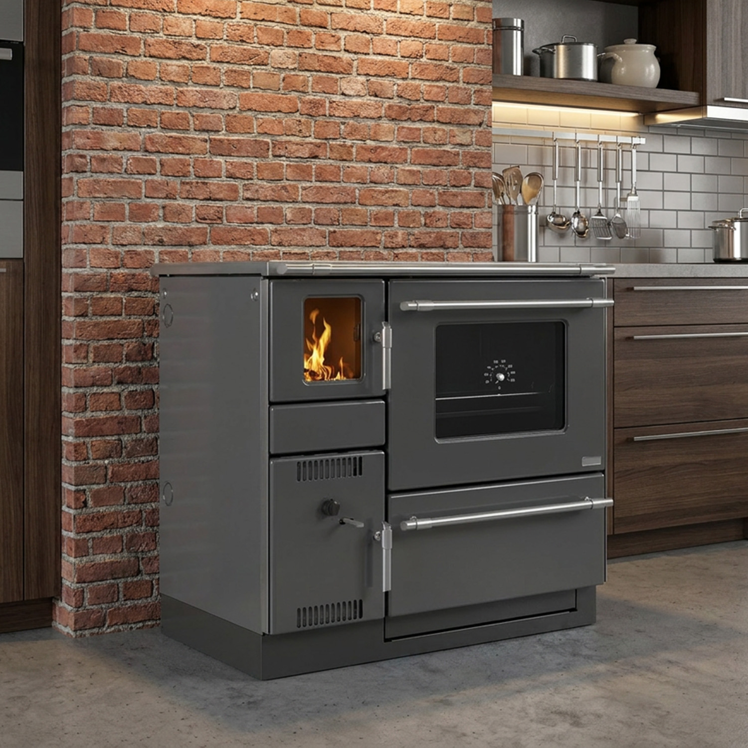 Wamsler K 139 F Cuisinière à bois à droite anthracite avec plaque en acier