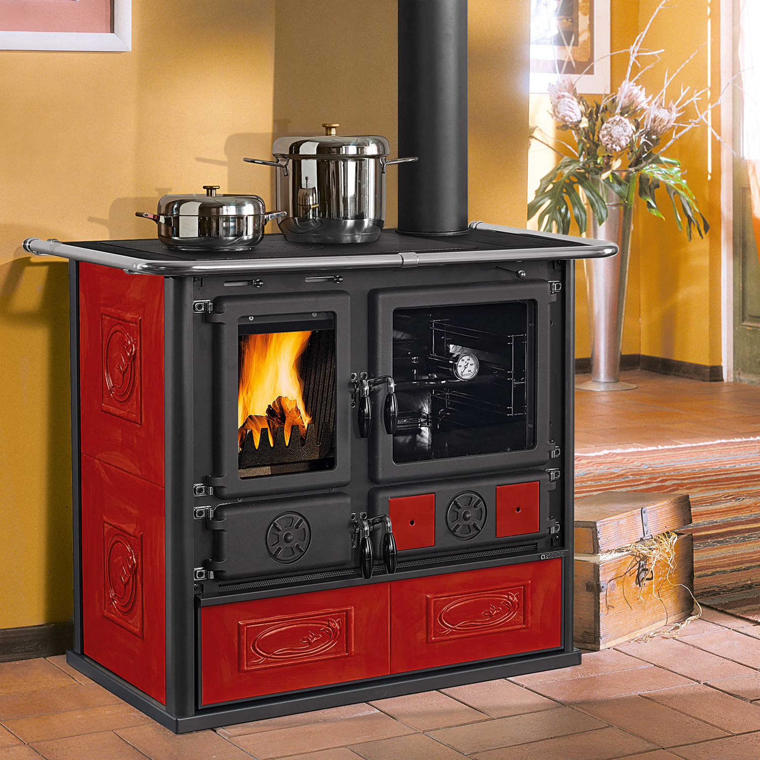 La Nordica Rosa 16 cuisinière à bois céramique Liberty Bordeaux