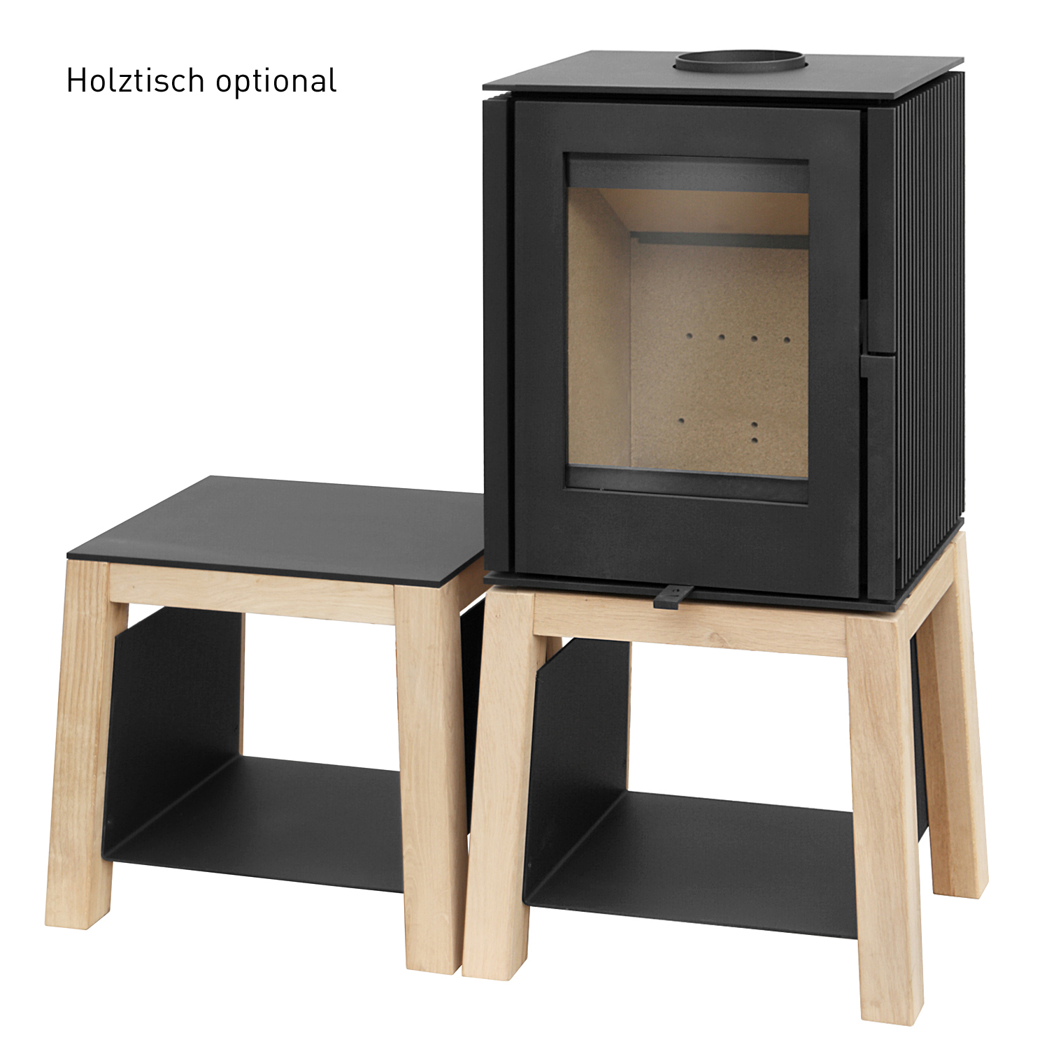 Schmitzker Cuby poêle à bois avec socle en bois