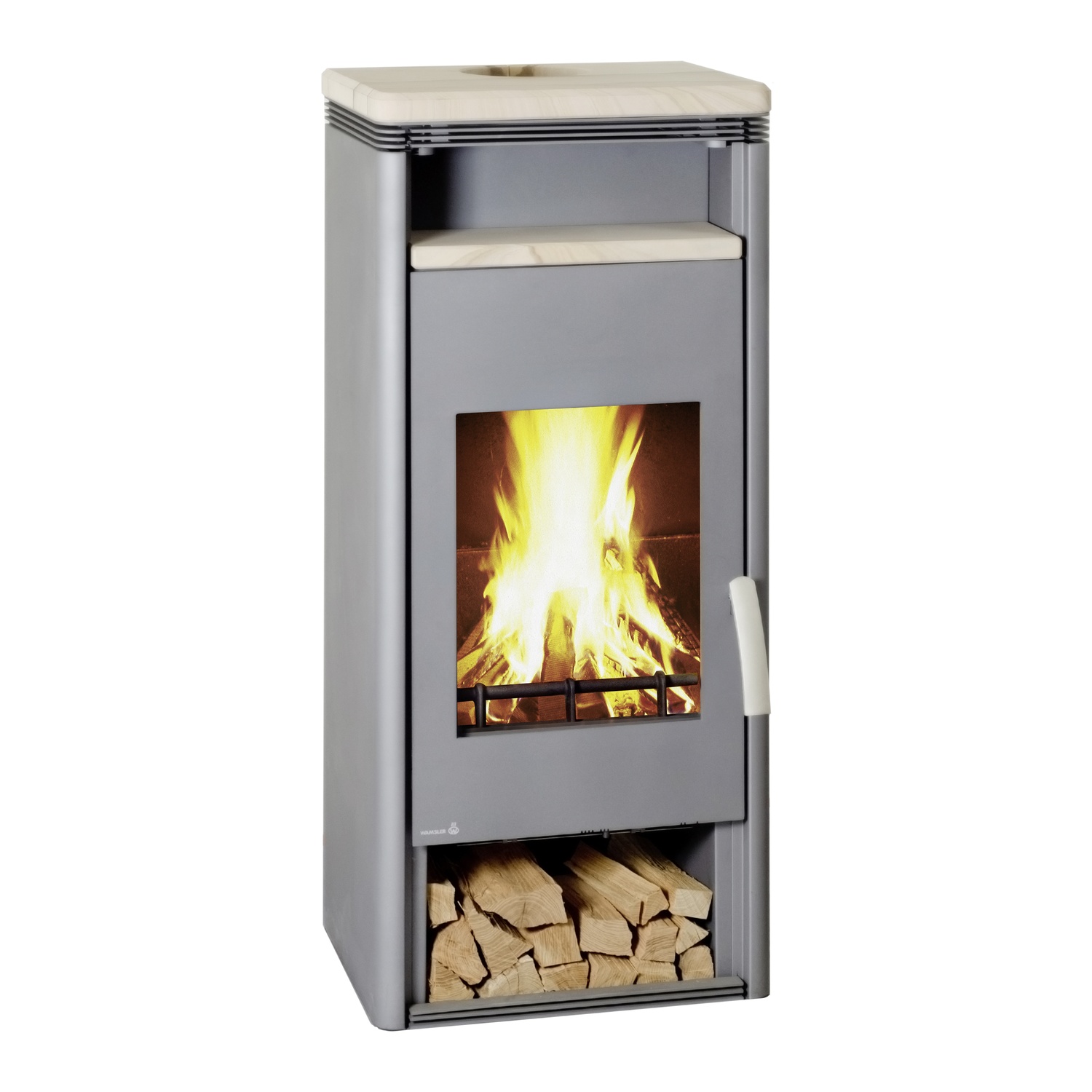 Wamsler poêle à bois « Fulgor » gris avec pierre de grès