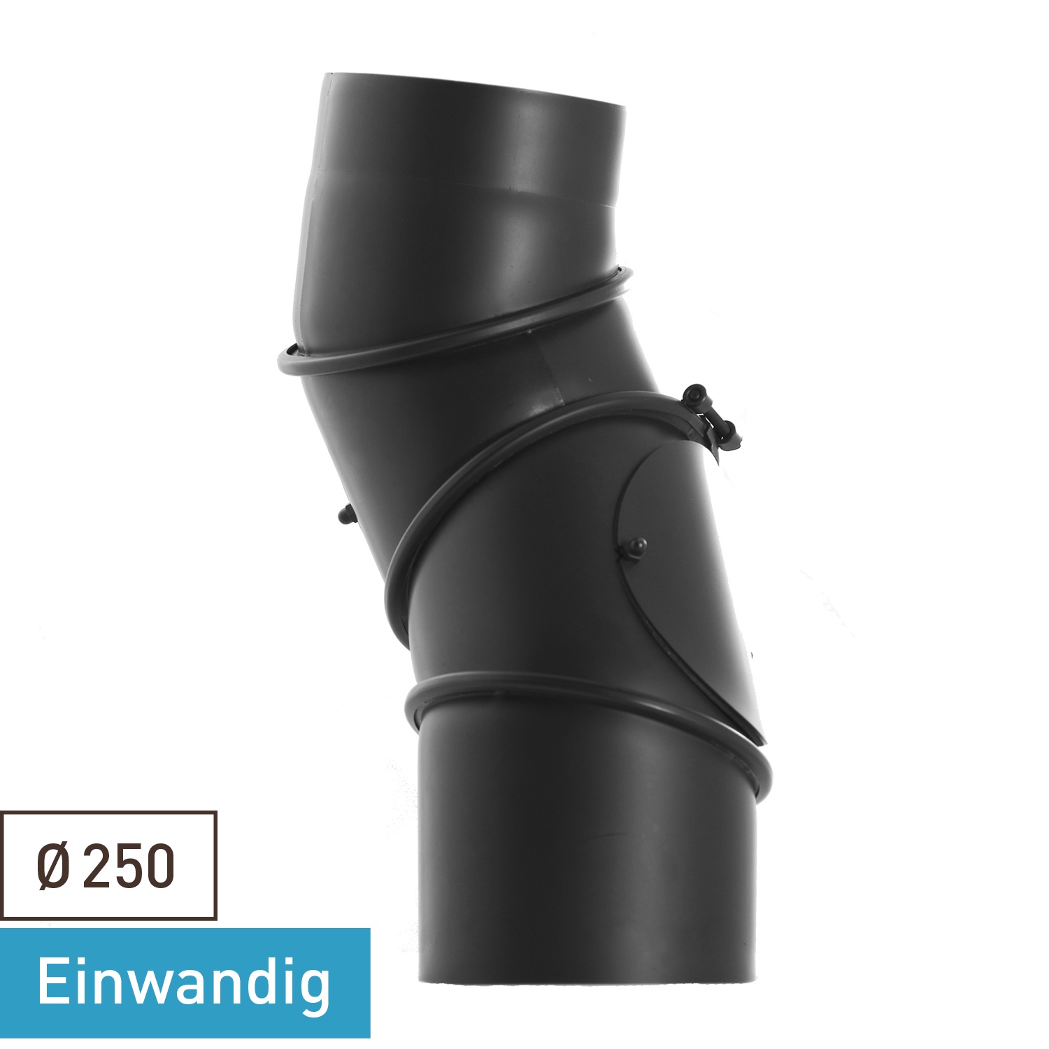 Coude de conduit de fumée / Tuyau de poêle 250 mm - Coude multiple noir