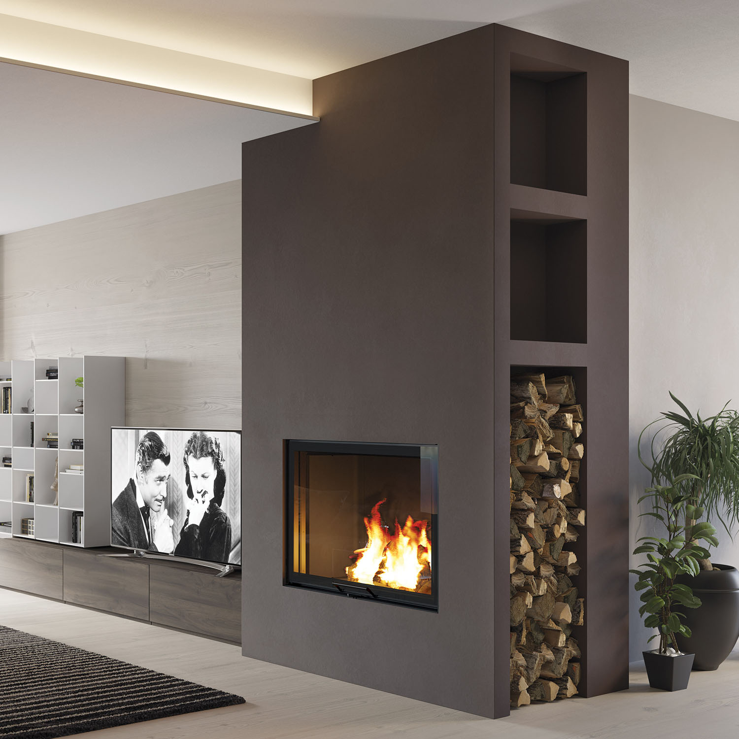 Edilkamin Blokk 70 V insert de cheminée foyer noir Edilkamin Blokk 70 V insert de cheminée foyer noir