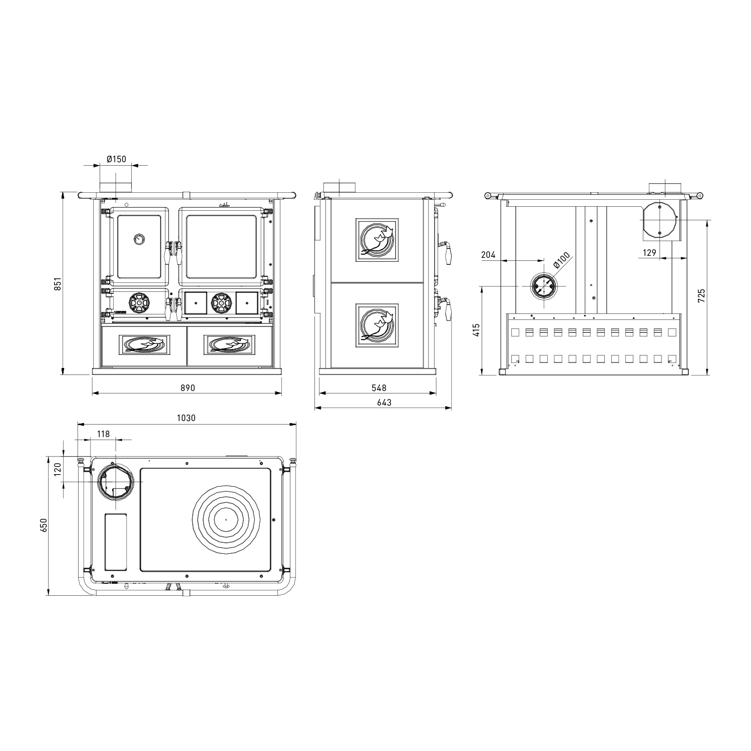 La cuisinière à bois La Nordica Rosa Reverse Sinistra Liberty Bordeaux