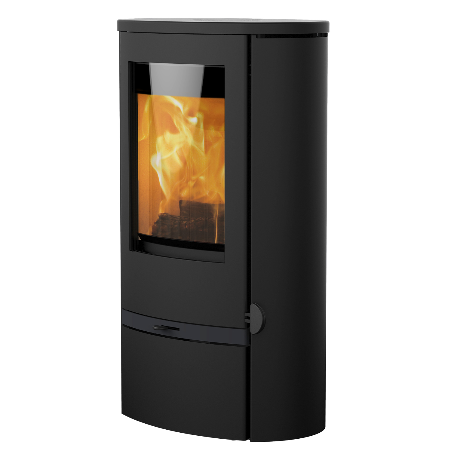Poêle à bois Lotus Jubilee 25 en acier noir, sortie de fumée arrière