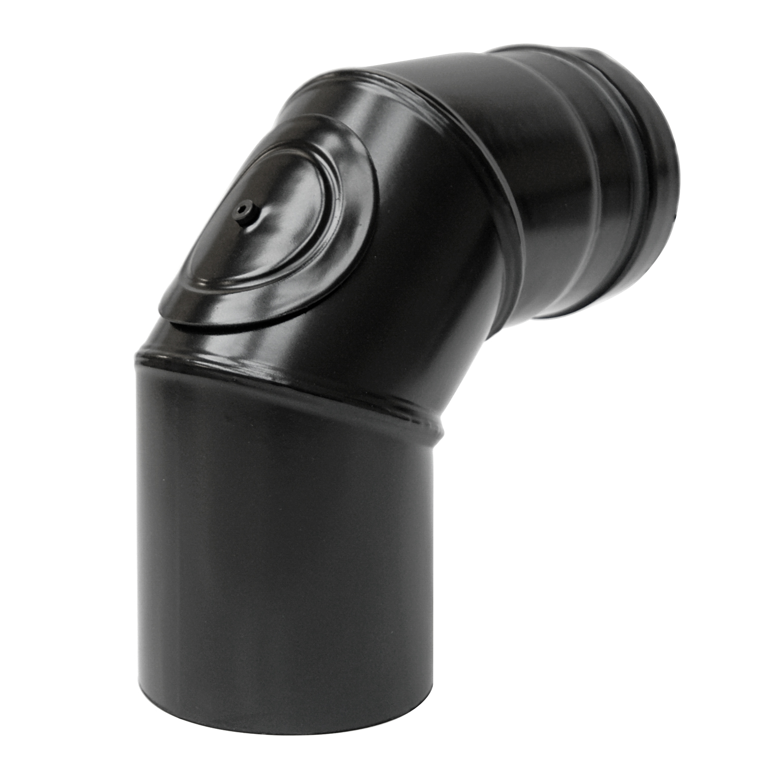 Raik conduit de poêle / tuyau de poêle 100 mm - coude à 90° en trois parties avec ouverture de nettoyage.