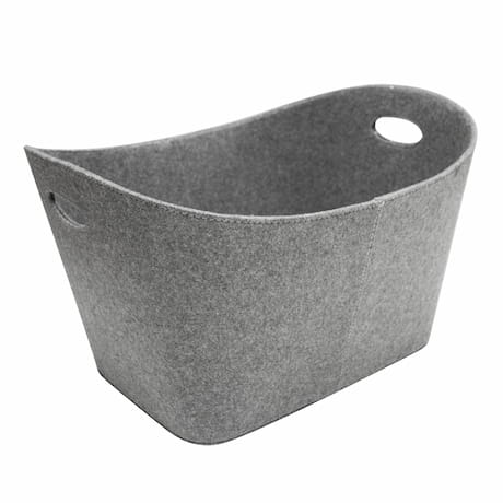 Grand panier en feutre gris pour bûches de bois