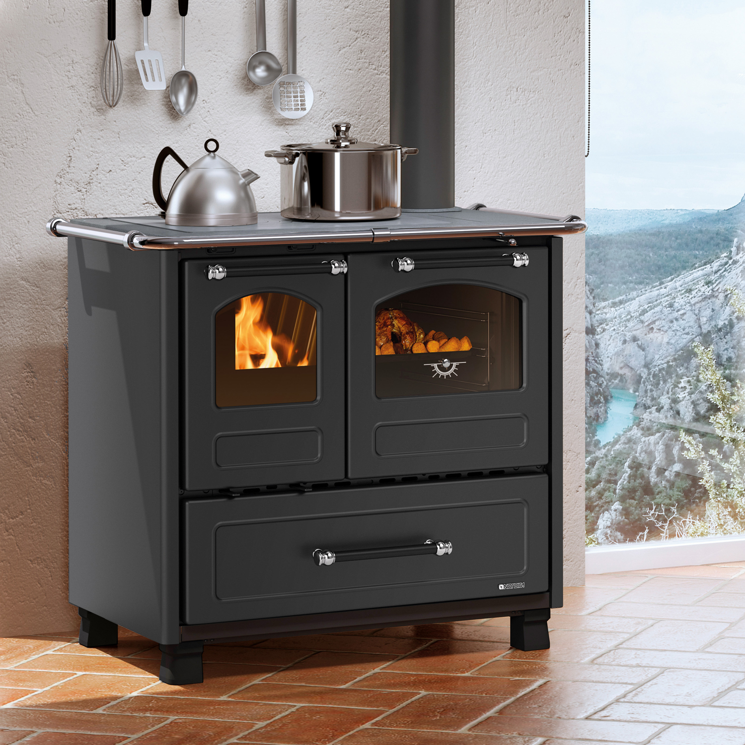 La Nordica Family 4,5 poêle à bois en acier noir