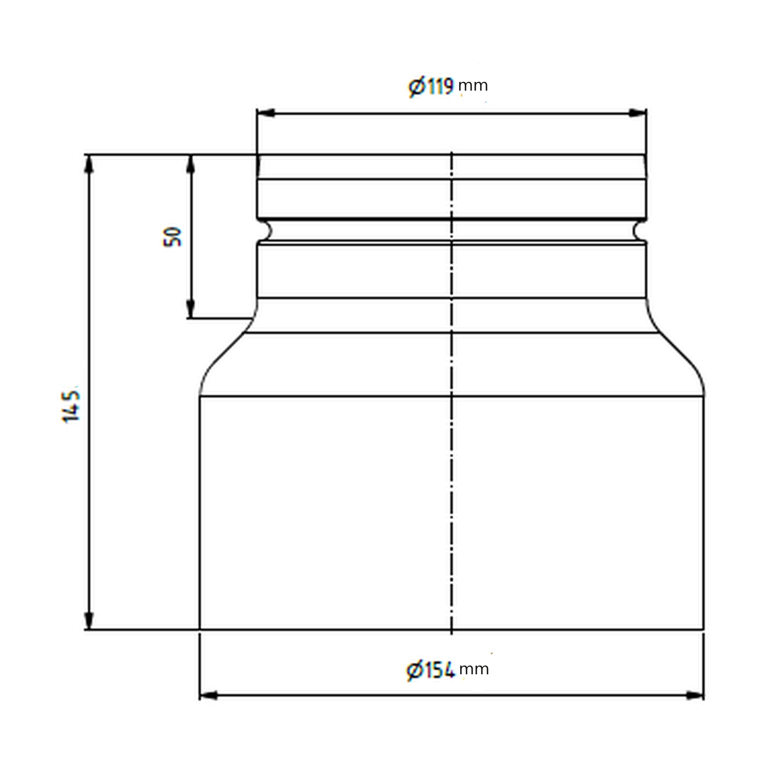 Raik réduction LS diamètre 150w/diamètre 120e noir