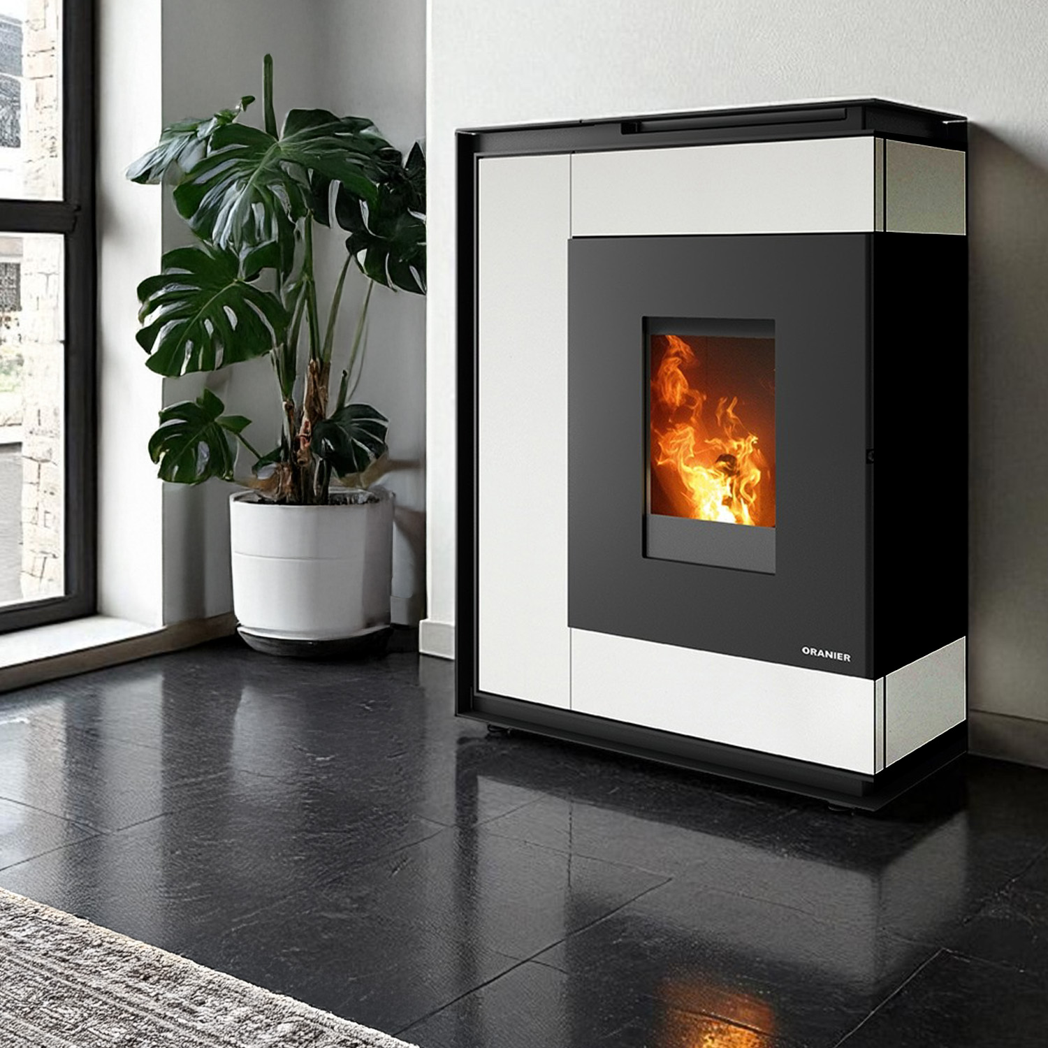Oranier Boreas poêle à granulés Sintered Stone Seidenweiß LAS