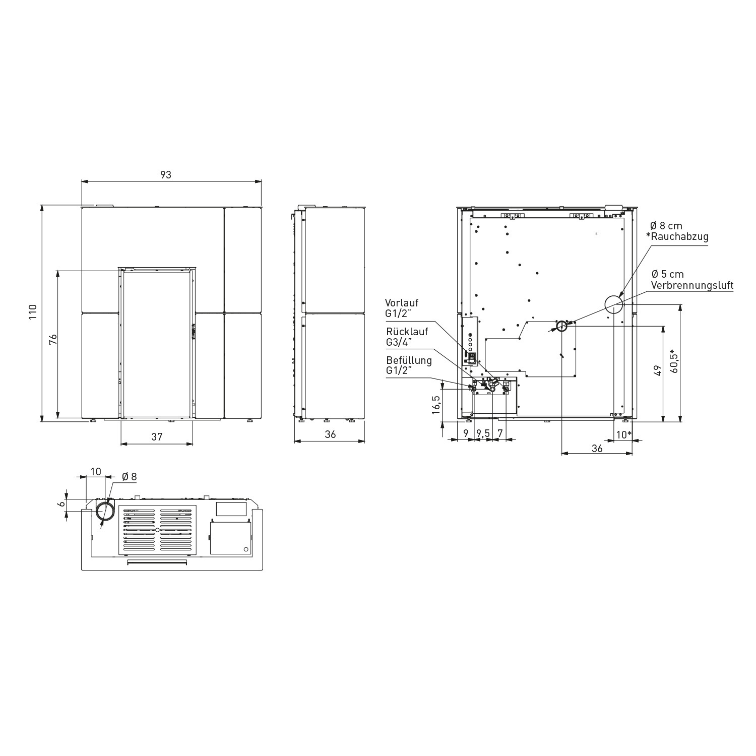 Edilkamin Blade H 15 Evo poêle à granulés bouilleur acier bronze