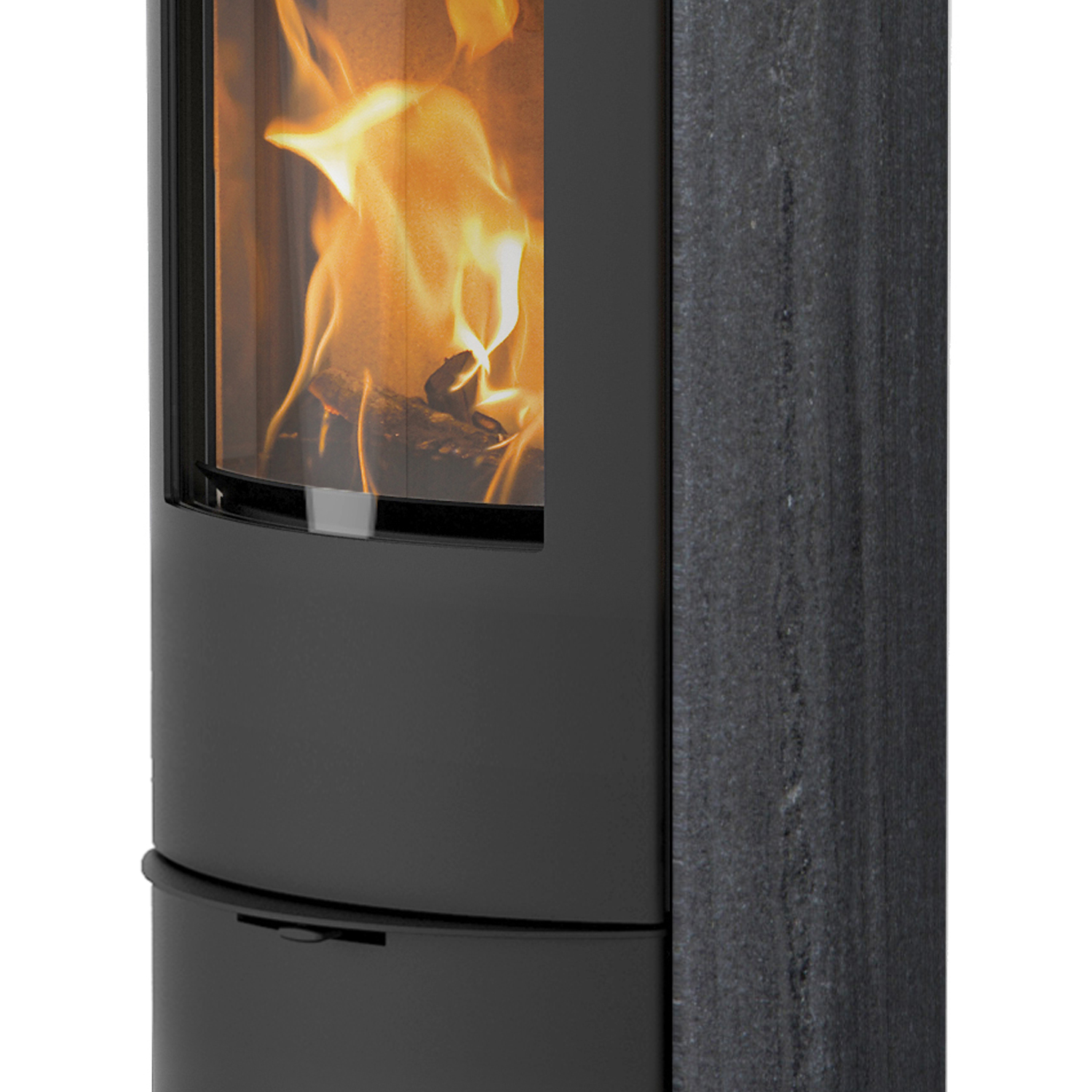 Lotus Liva 6 Poêle à bois Indian Night, porte noire, sortie de fumée arrière
