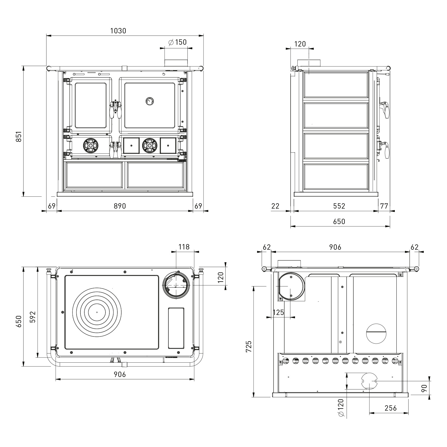 La Nordica Rosa 16 cuisinière à bois céramique Liberty Bordeaux