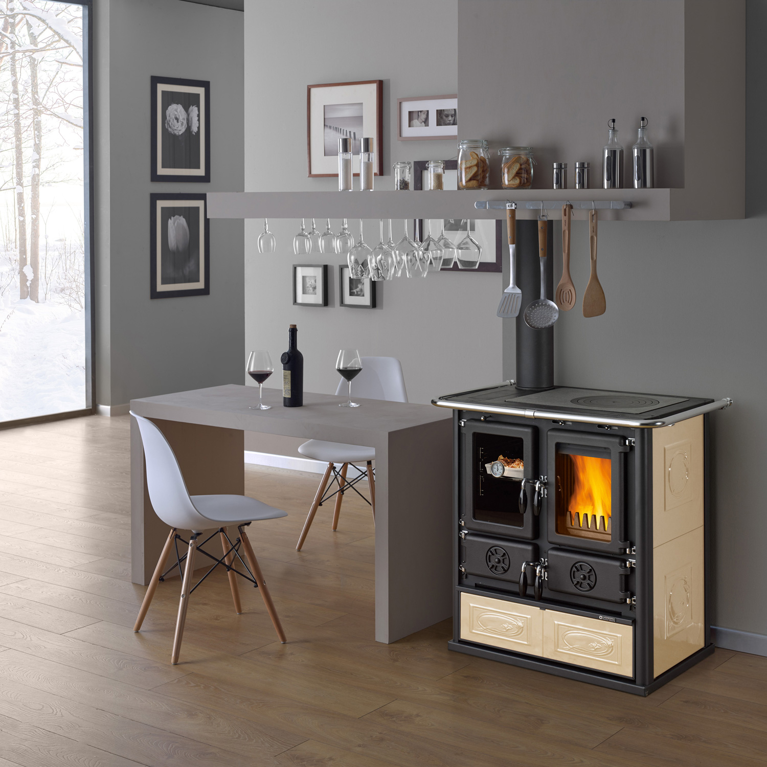 La cuisinière La Nordica Rosetta Sinistra 5.0 Céramique Liberty Panna