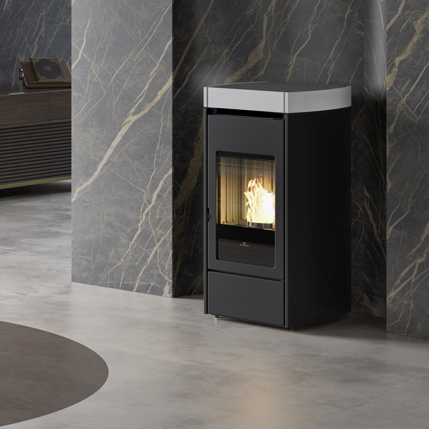 Edilkamin Lena poêle à granulés acier noir / céramique blanche 2022