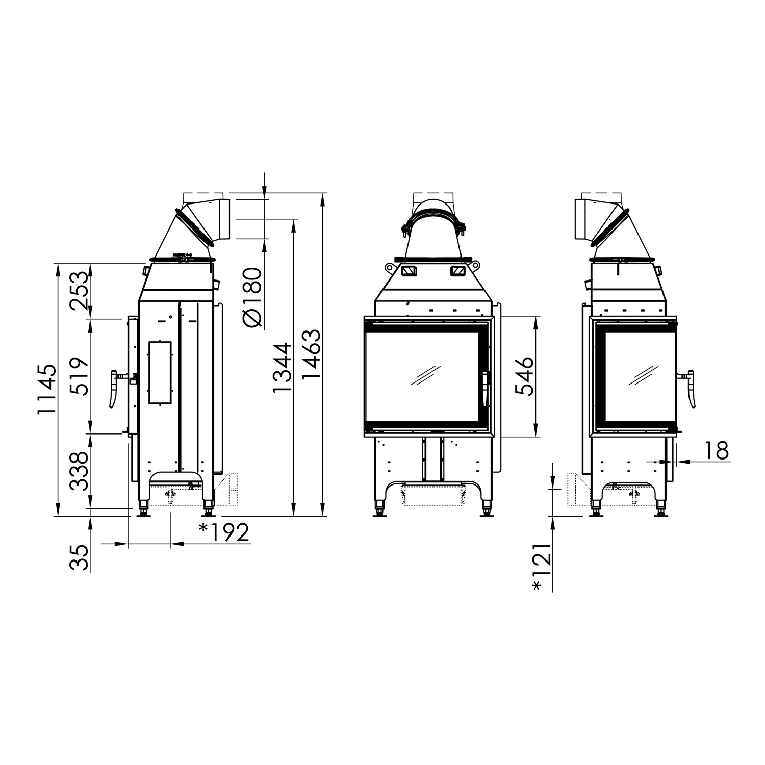 Spartherm Varia 2L-55 insert de cheminée d'angle