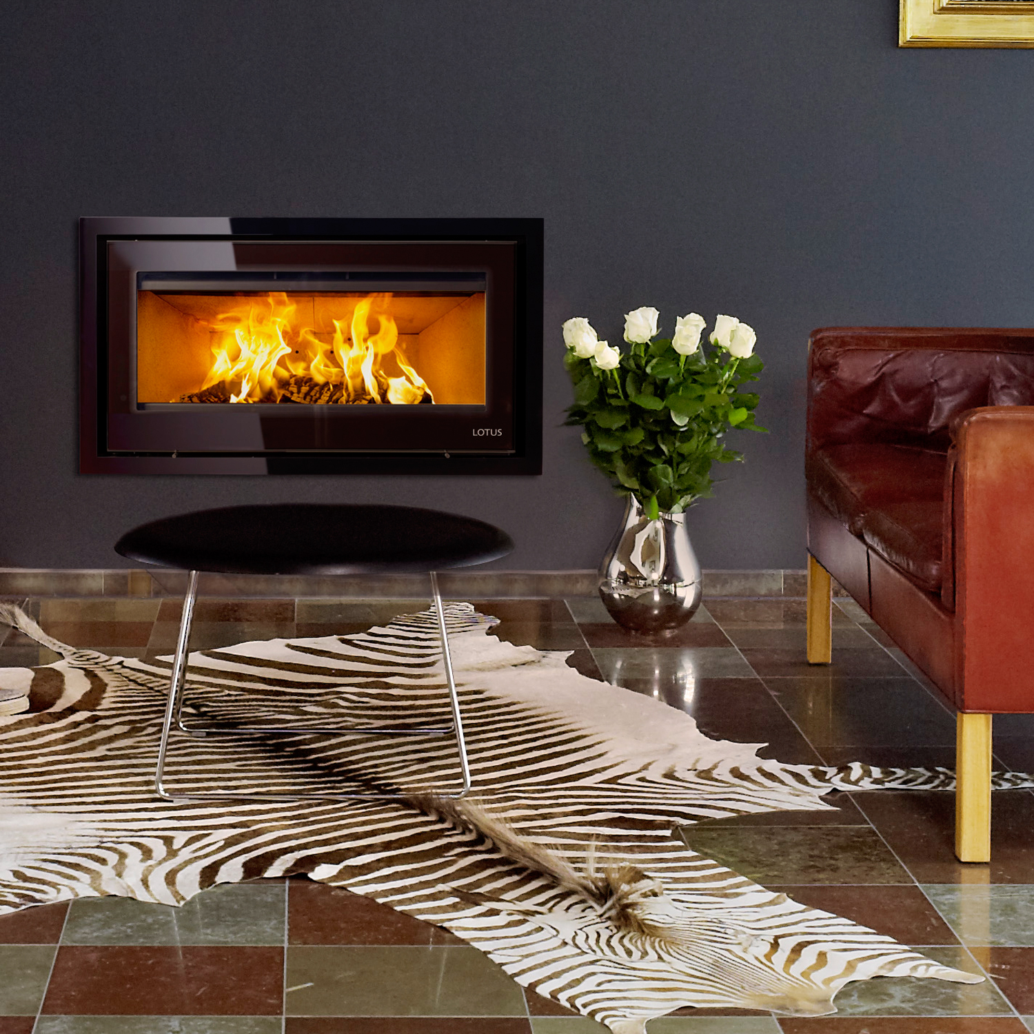 Lotus H470 W Insert de cheminée Black Magic / Charnières à gauche