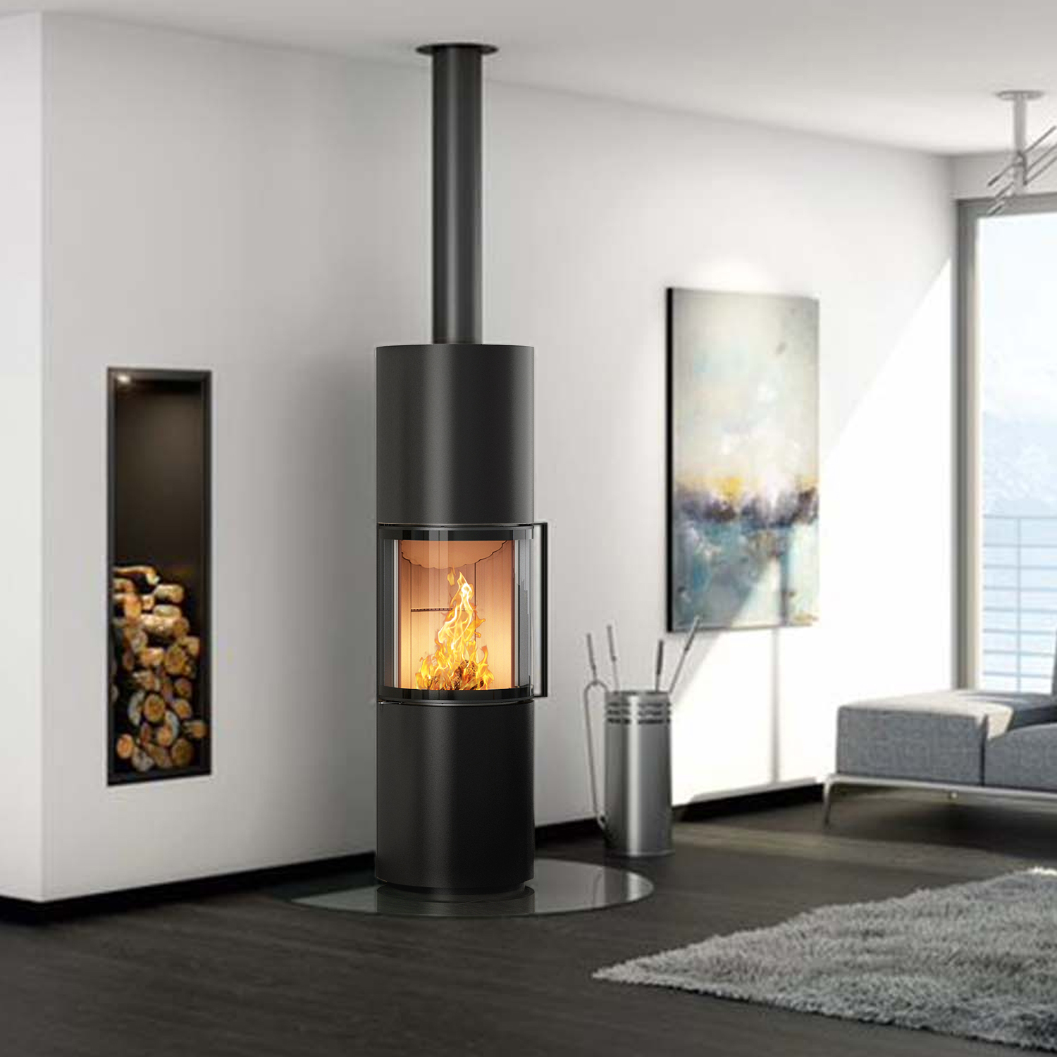 Spartherm Passo L RLU poêle à bois Nero + 1 m³ de bois de chauffage gratuit