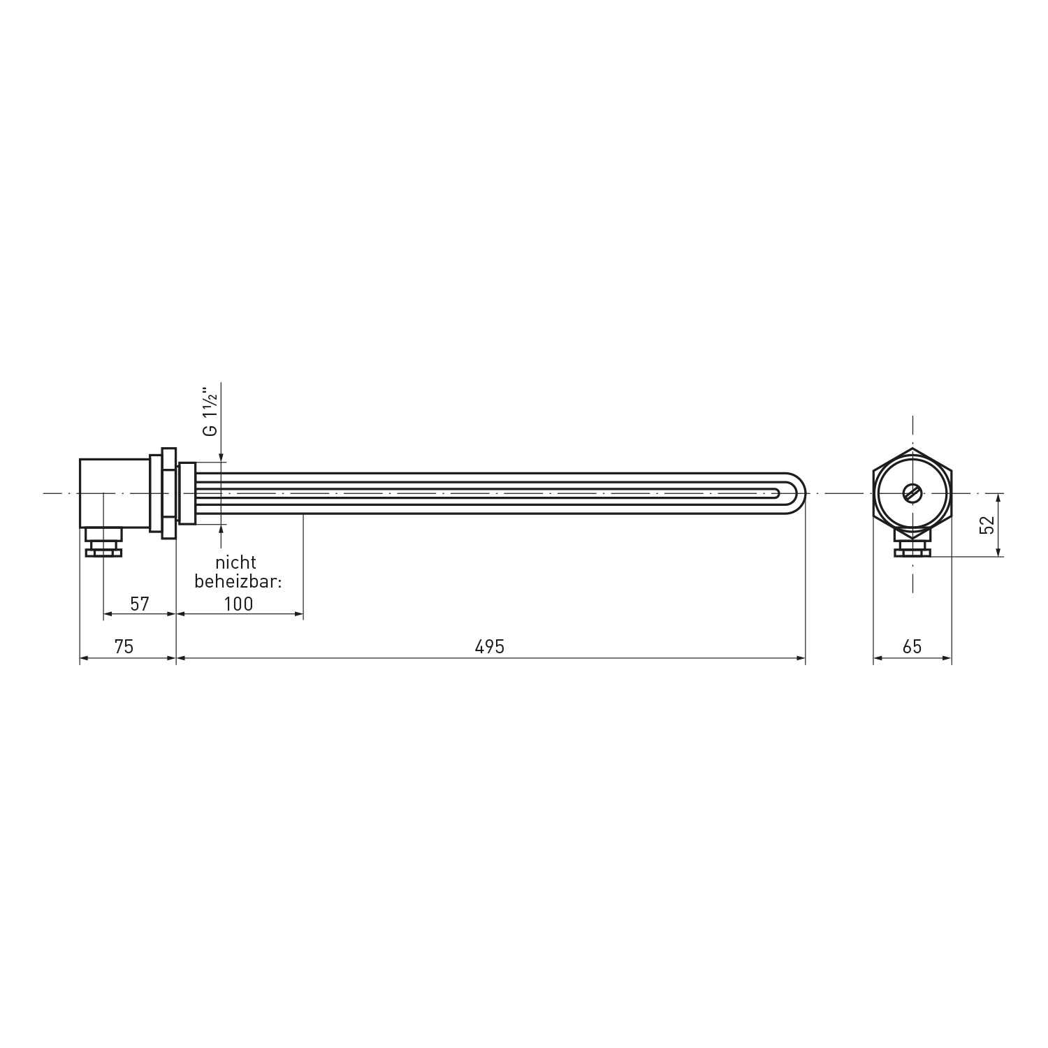 Résistance à visser / Cartouche chauffante ESH 6.00 - 6 kW - 495 mm