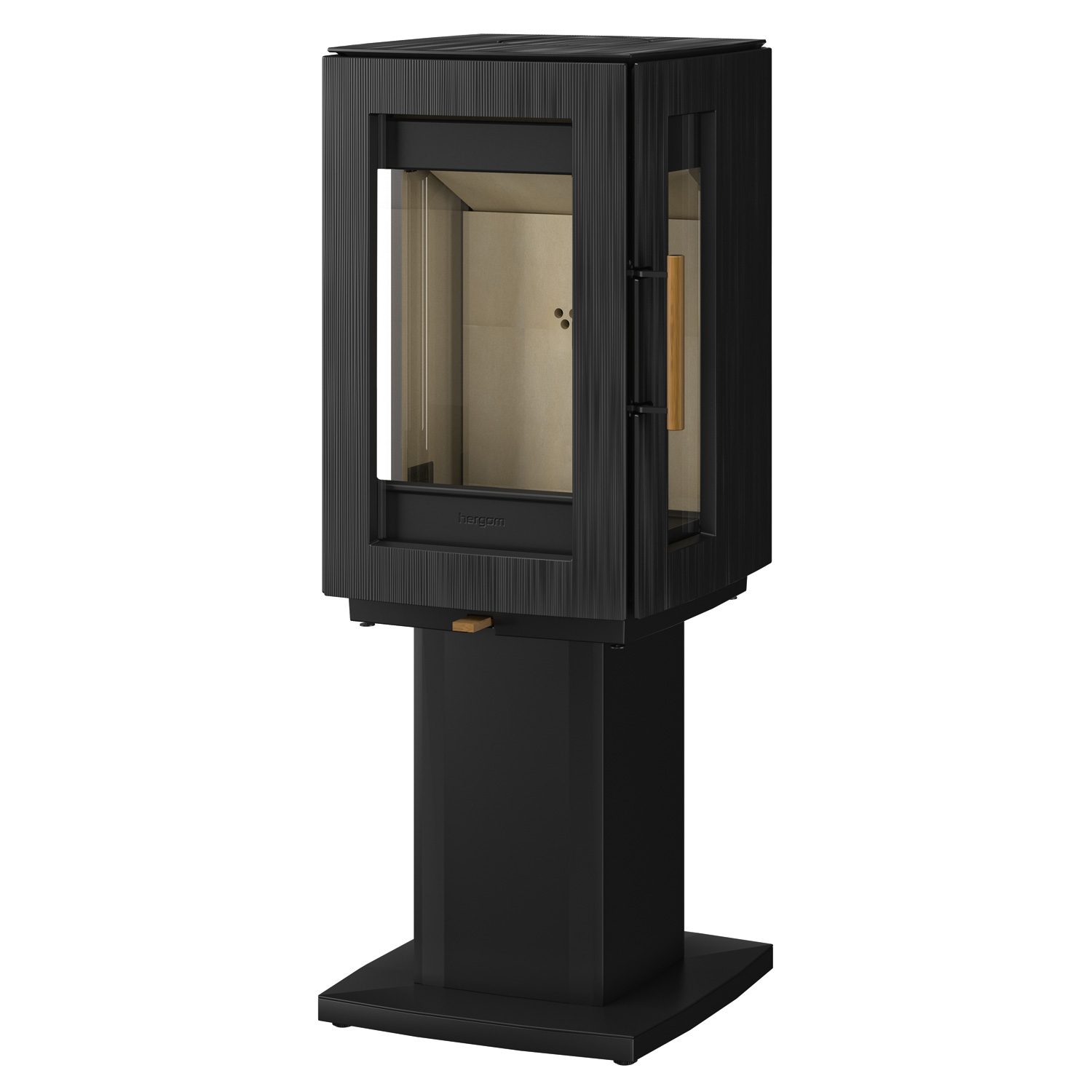 Poêle à bois Hergom Glow en fonte noire avec pied
