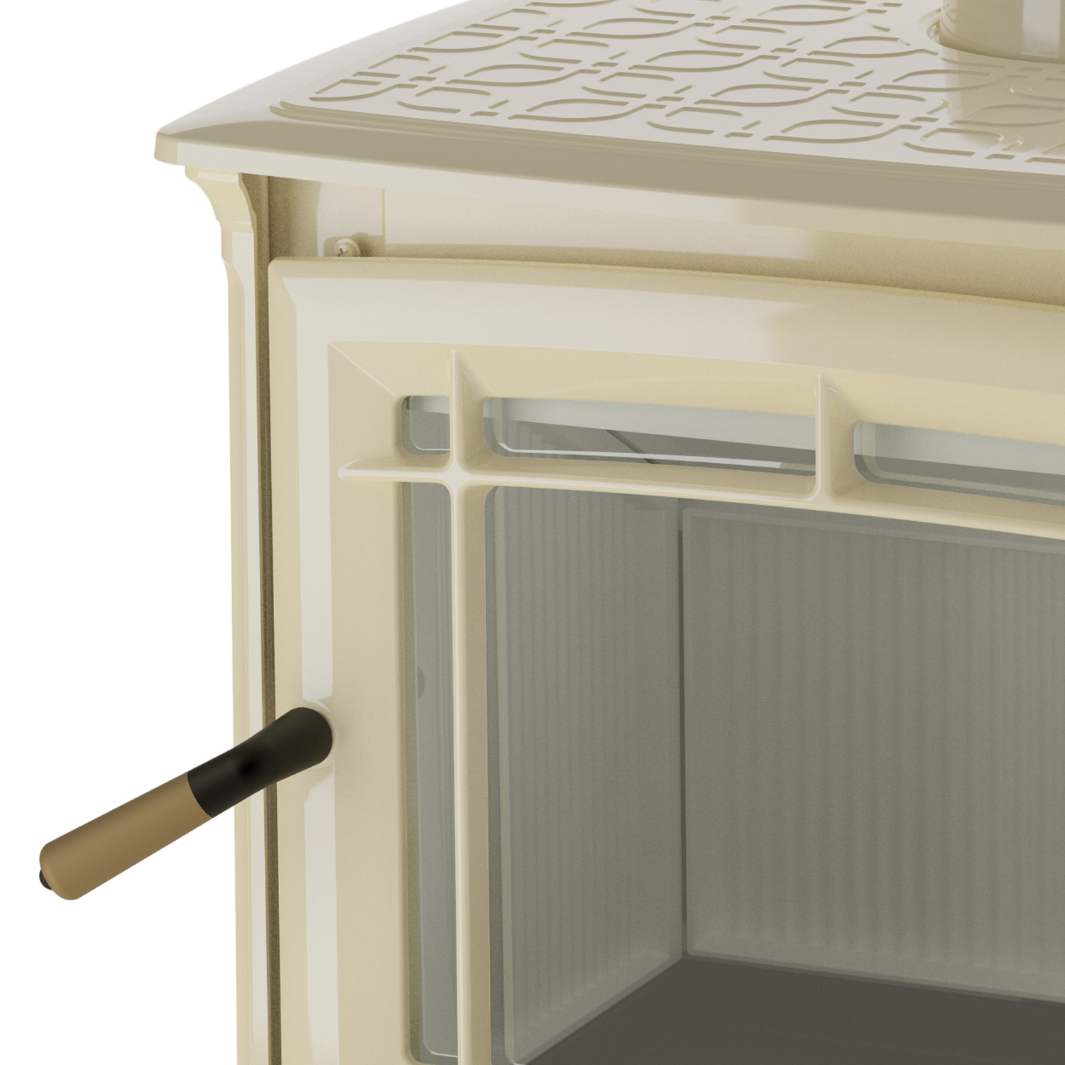 Poêle à bois Hergom Shelburne en fonte émaillée beige