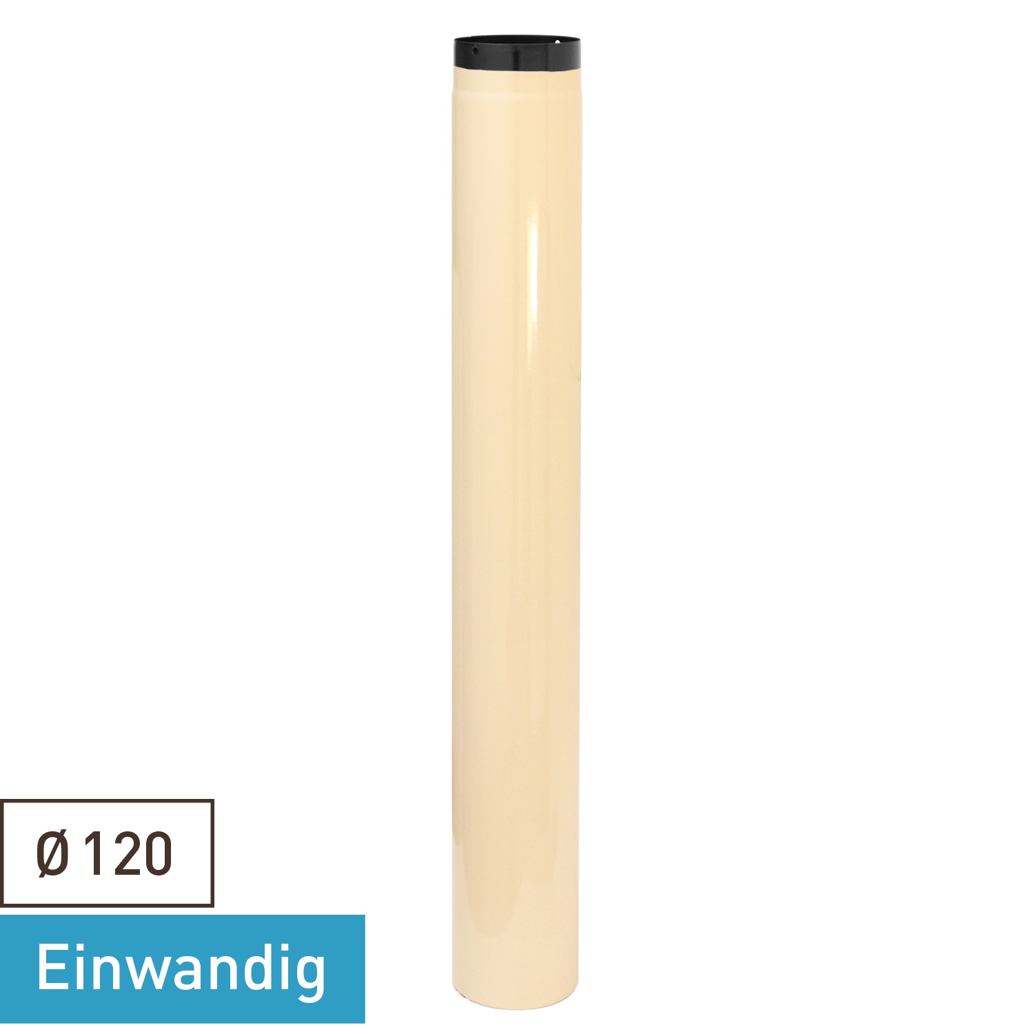 Tuyau de poêle / conduit de fumée émaillé 120 mm - 1000 mm ivoire