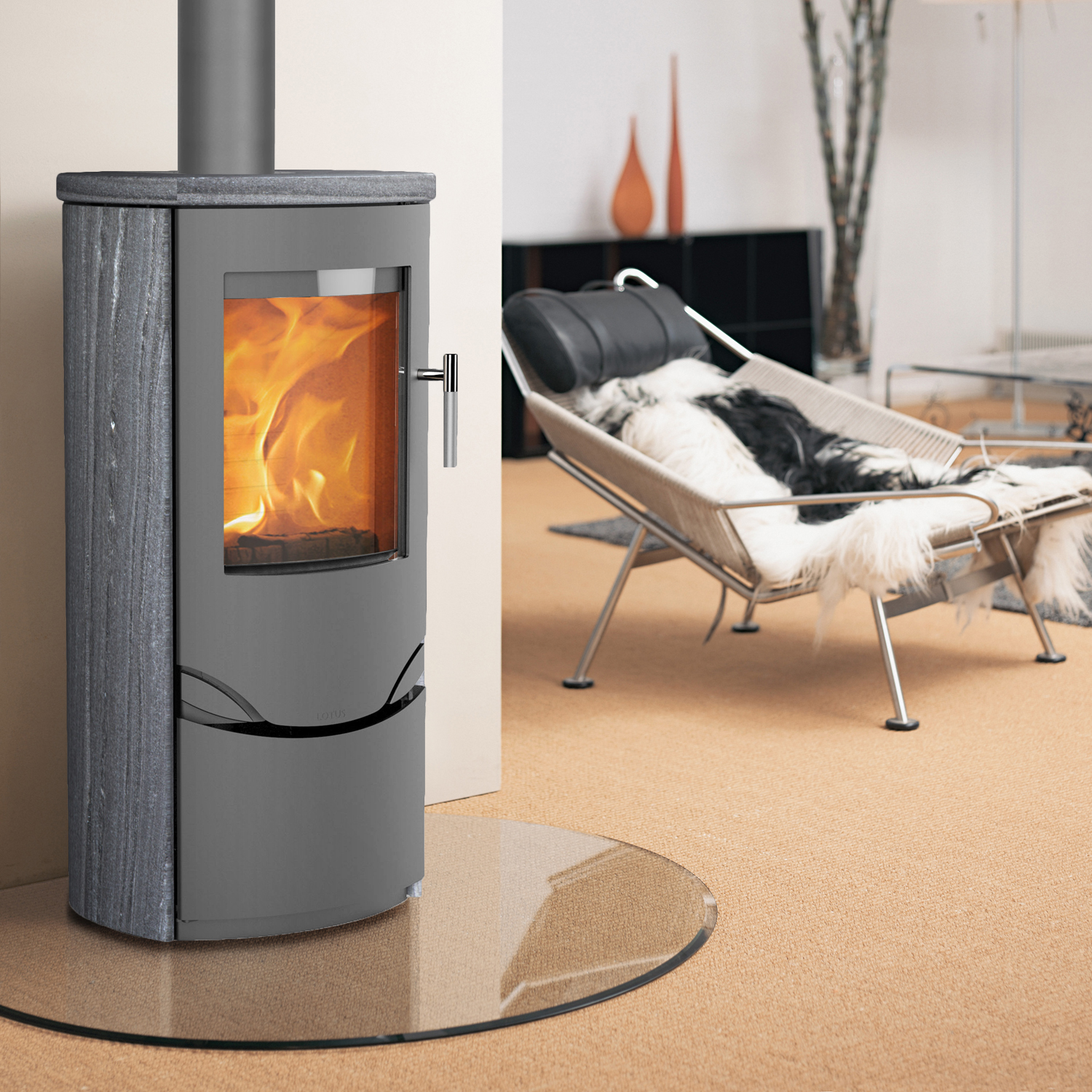 Lotus Prio 5 poêle à bois gris/ Indian Night