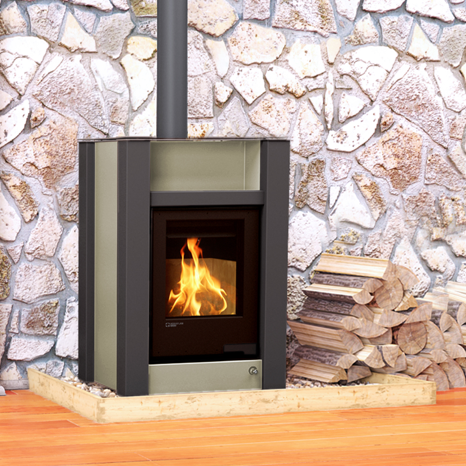 Aquaflam Vario Lend Manuel Poêle à bois hydraulique Olive 11/5 kW