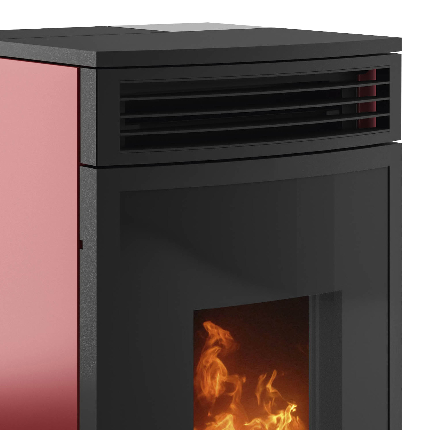 Oranier Neta poêle à granulés acier bordeaux, sortie de fumée par le haut