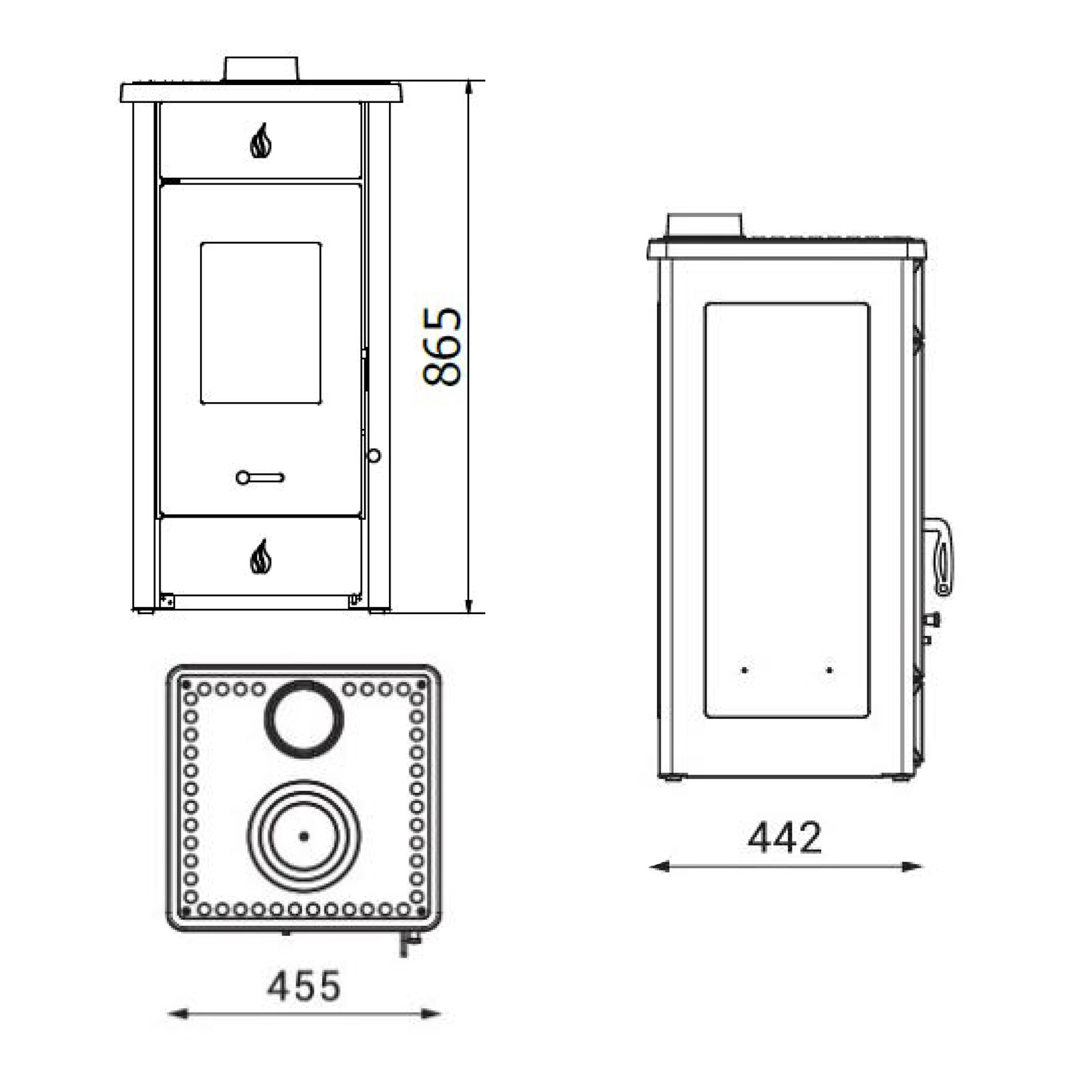 Wamsler Luke Poêle à bois en acier noir/anthracite avec plaque de cuisson Wamsler Luke Poêle à bois en acier noir/anthracite avec plaque de cuisson