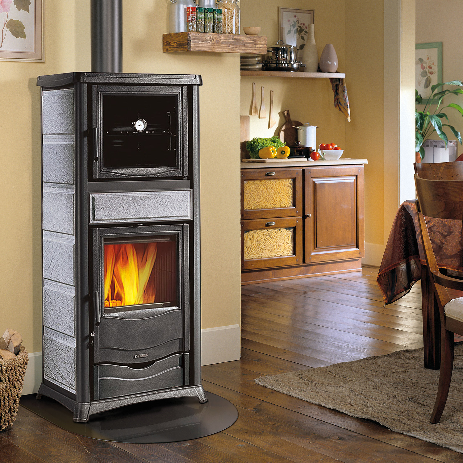 La Nordica Termorossella Plus Forno DSA 4.0 Poêle à bois hydraulique en pierre ollaire