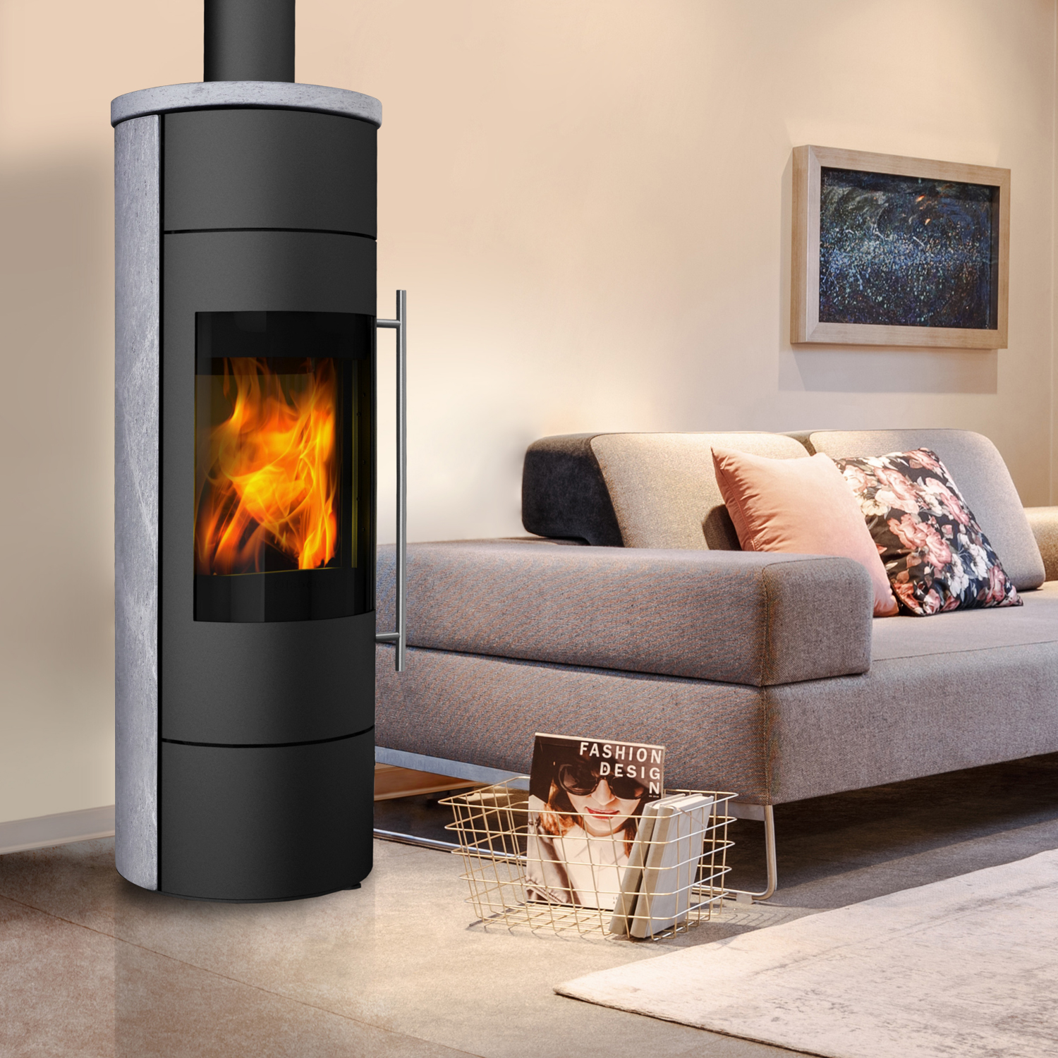 Olsberg Tipas PowerBloc! Poêle à bois compact en pierre naturelle
