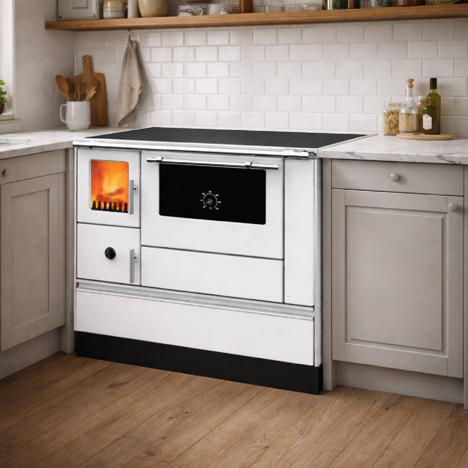 Westminster cuisinière à bois K 76F-90 blanche raccordement tuyaux droit