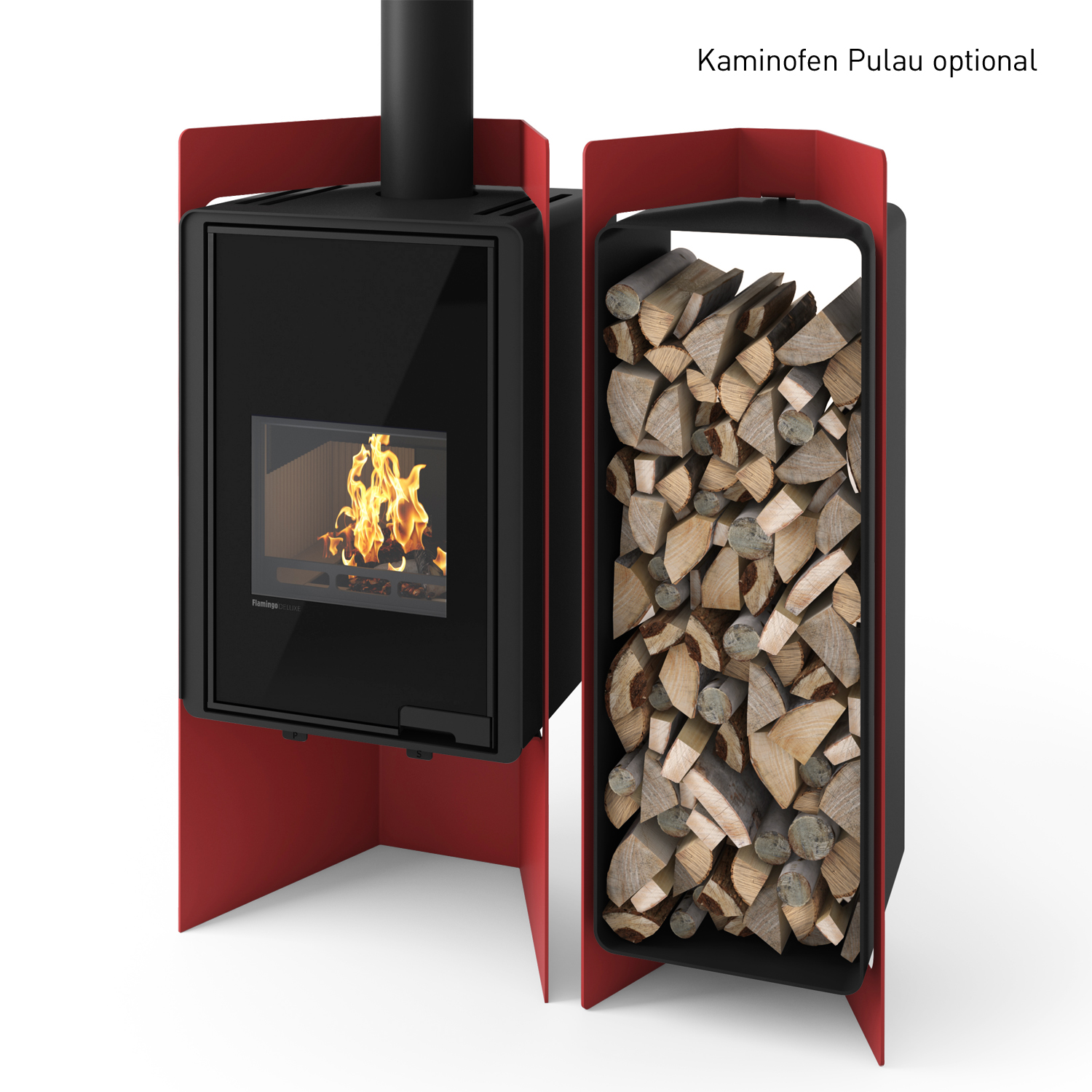 HS Flamingo Deluxe 4 Étagère en bois Rouge