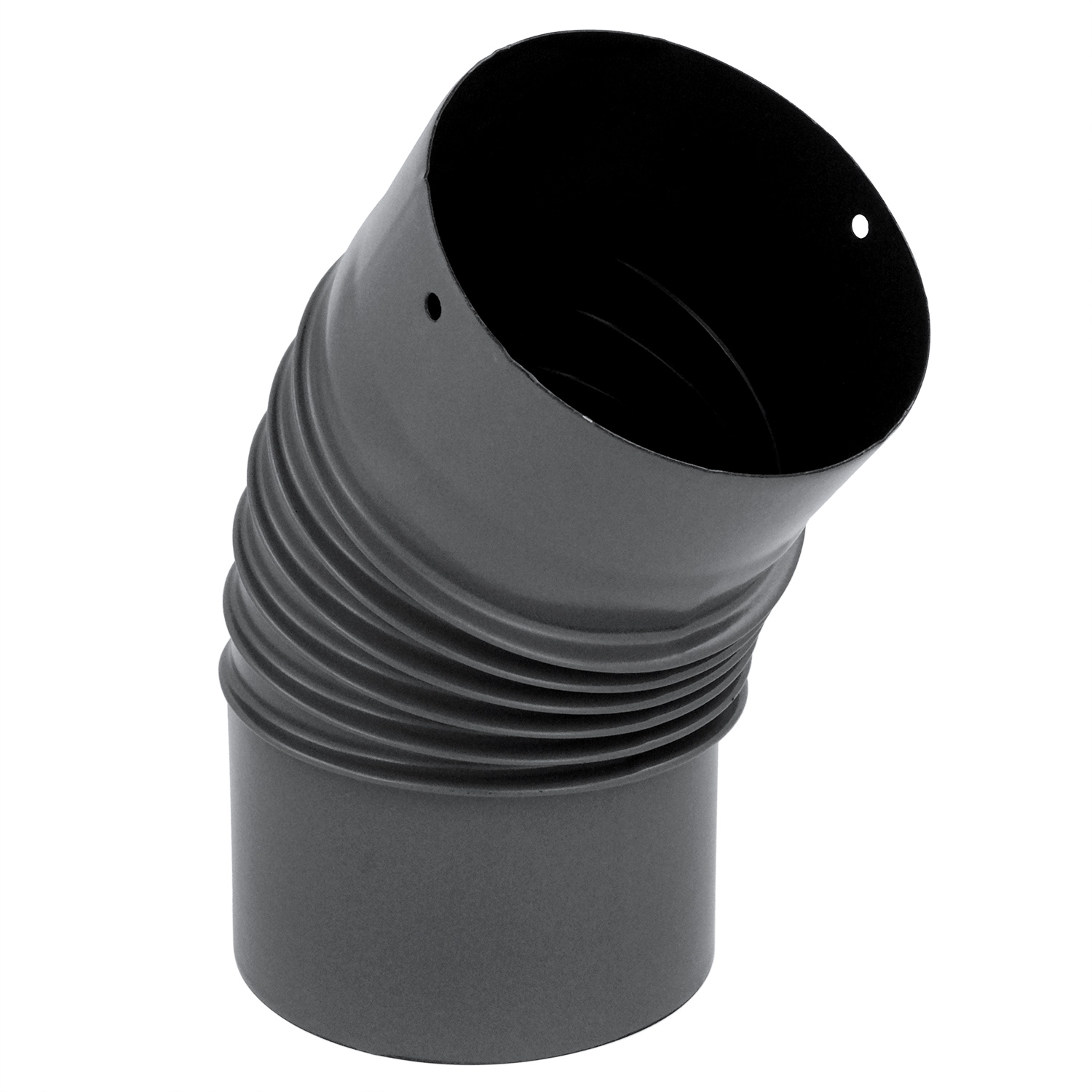 Coude de conduit de fumée / Coude de tuyau de poêle émaillé 150 mm - Coude à 45° nervuré gris