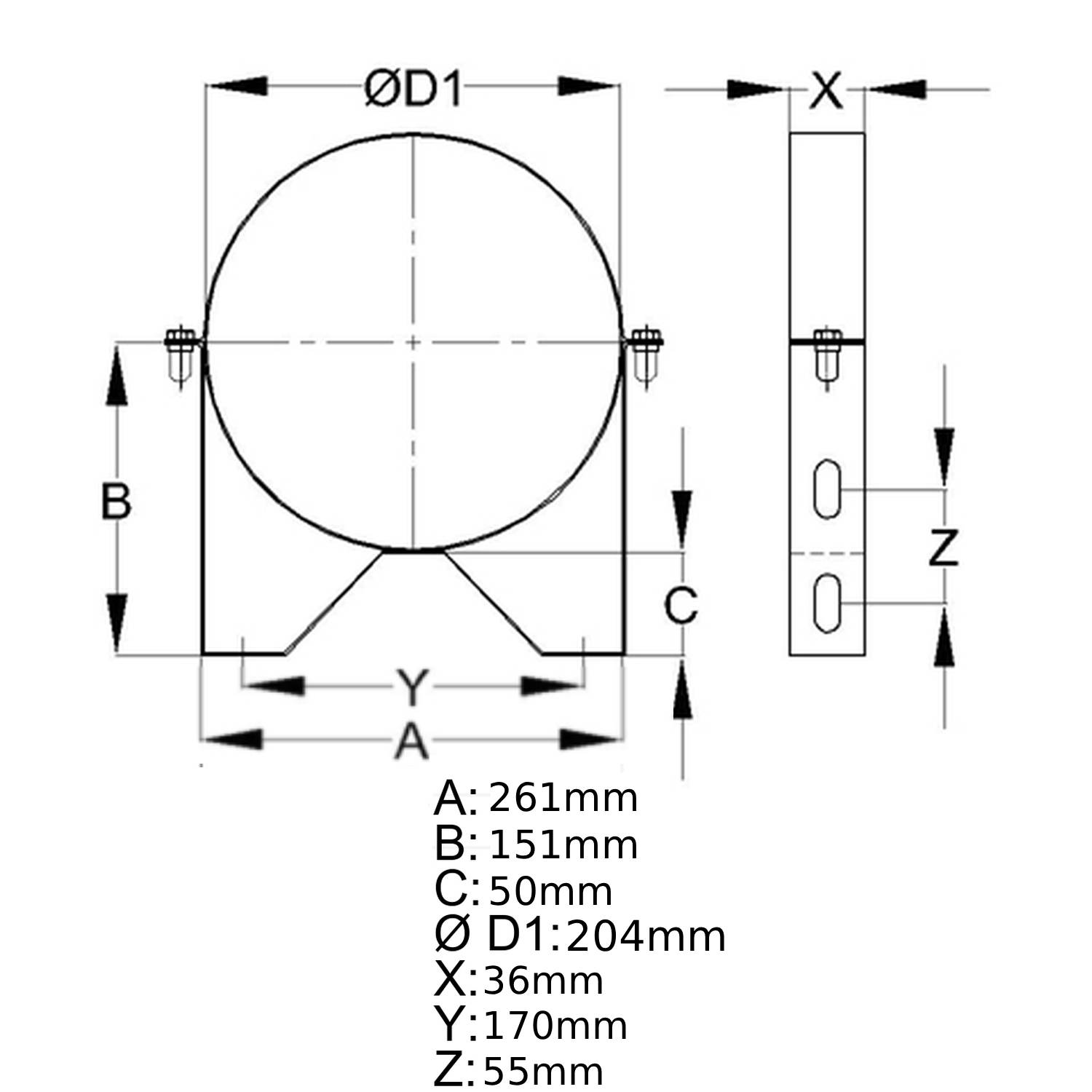 Schiedel support mural 50 mm pour ICS Ø150 mm double paroi brillant