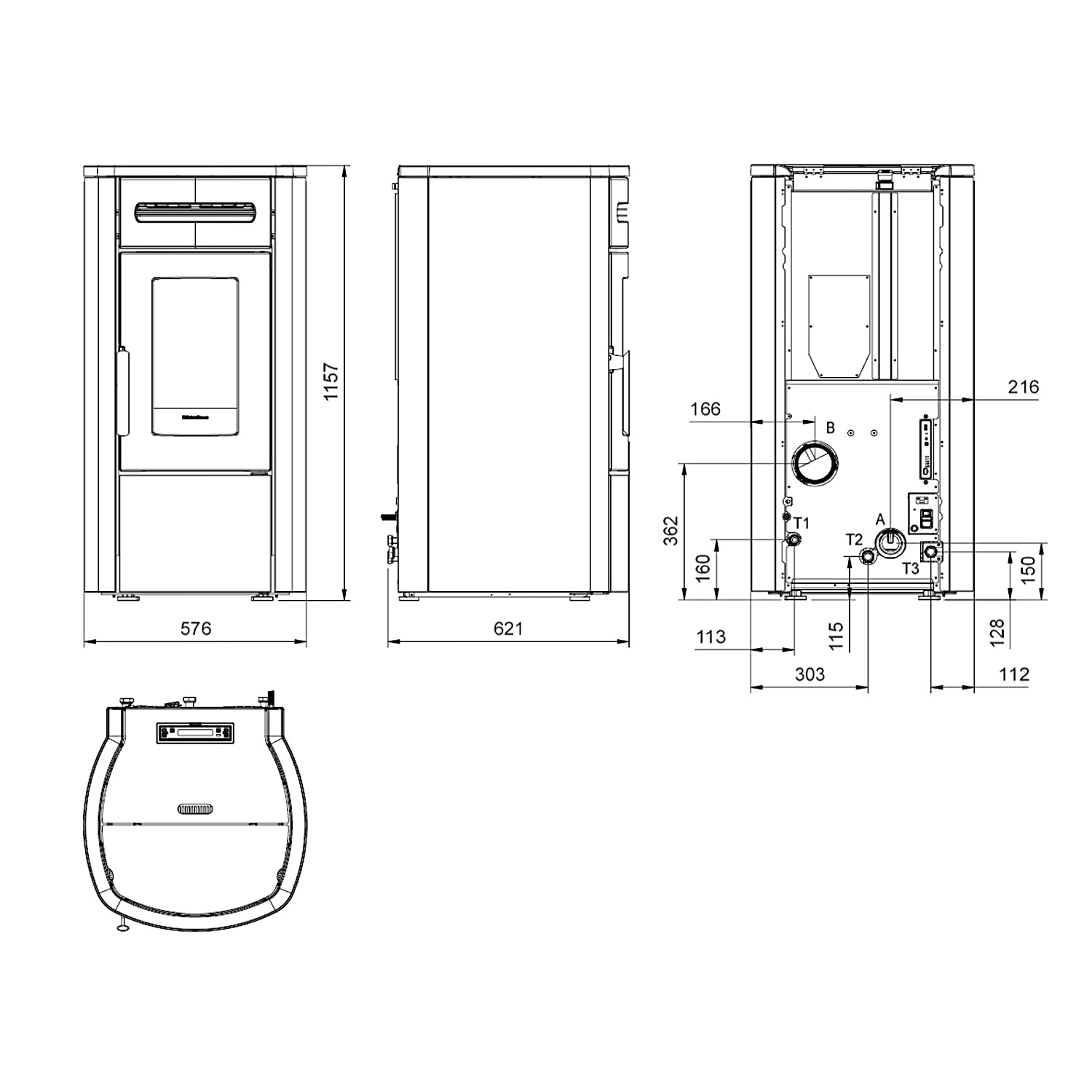 Extraflame Evolution Line Guenda Idro poêle à granulés bouilleur acier bronze