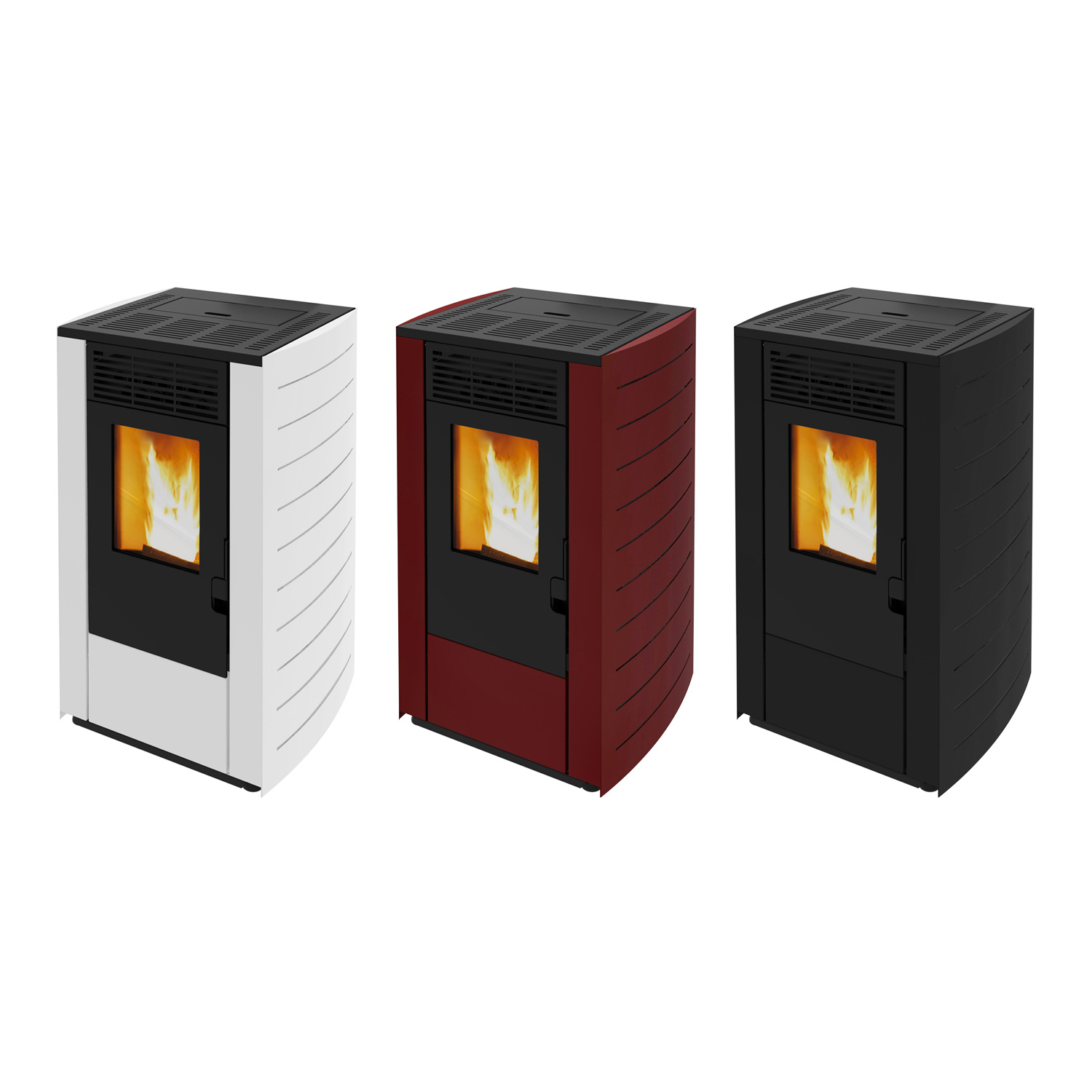 Wamsler WPO 7 poêle à granulés acier bordeaux, côtés arrondis