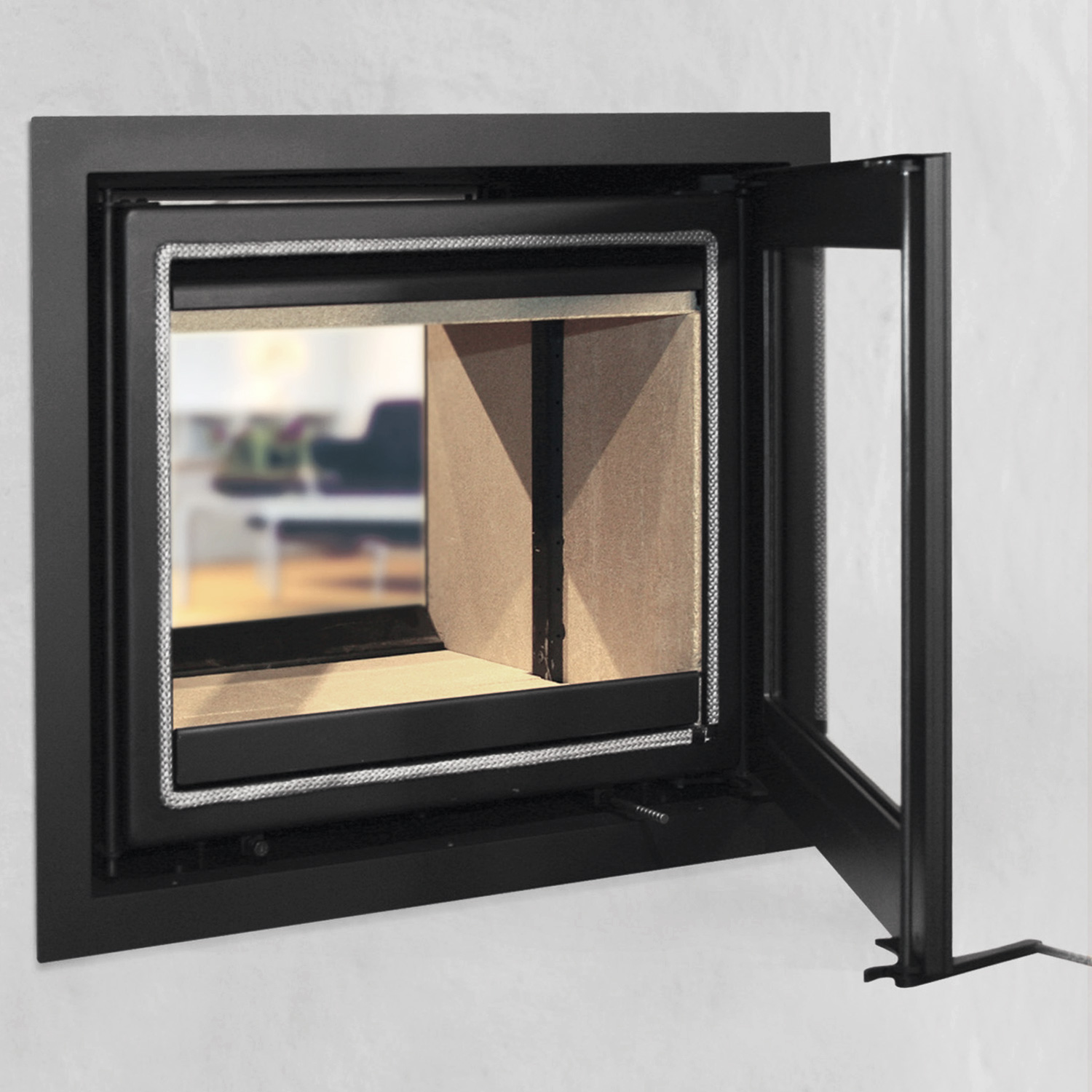 Lotus H570 T insert de cheminée couleur noire, charnières à droite