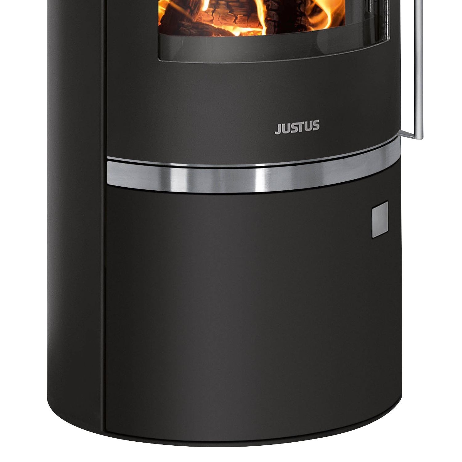 Justus Faro Top 2.0 Poêle à bois en acier noir avec plaque de recouvrement en verre