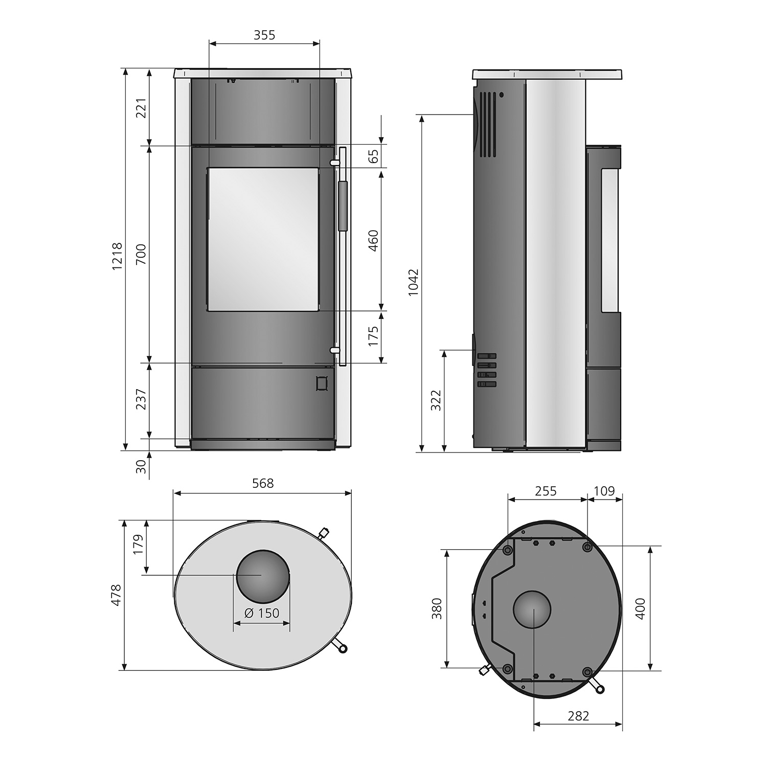 Oranier Polar Neo 6 Poêle à bois en acier gris fonte, DIBt