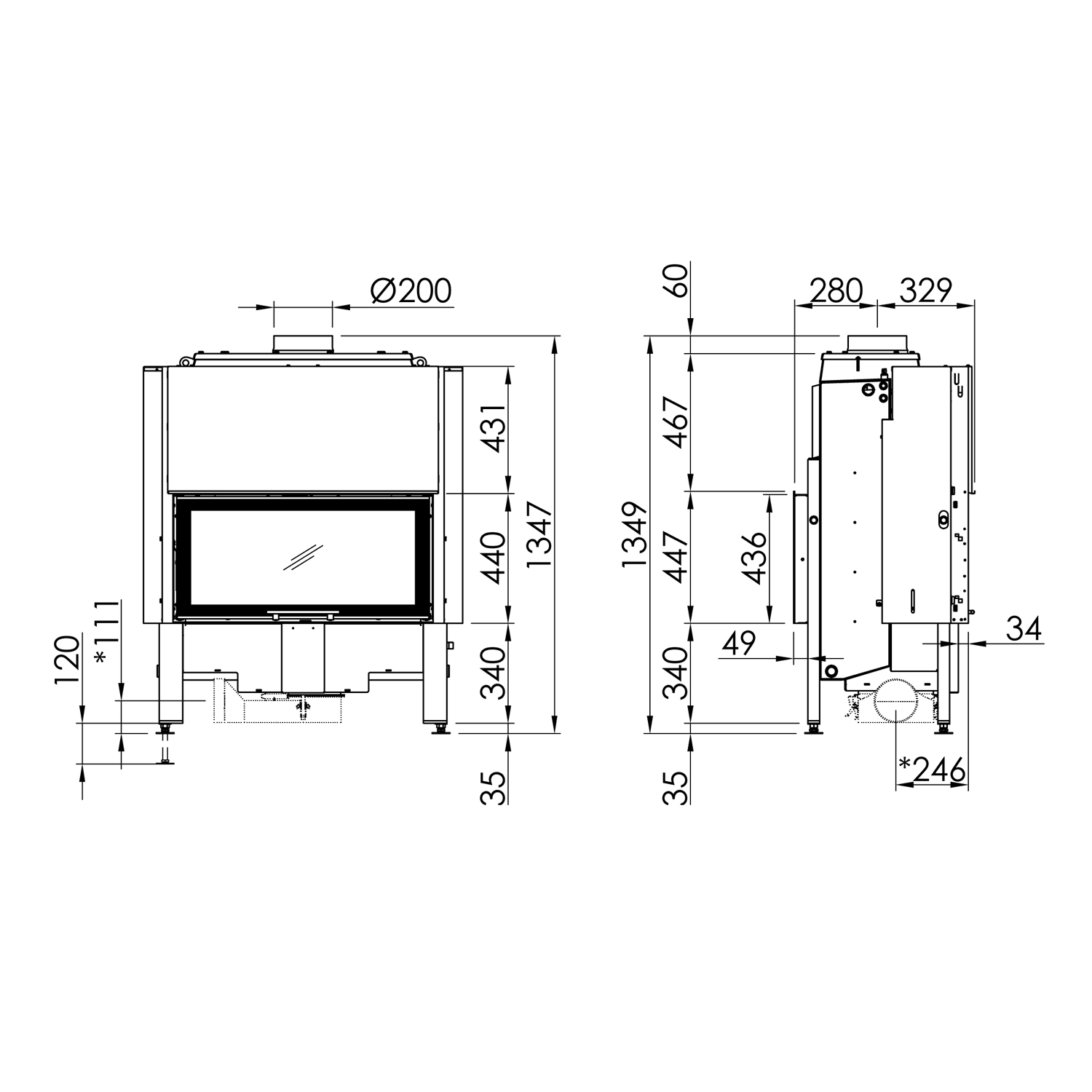 Spartherm Varia A-FDh H2O 10,4 kW insert de cheminée à eau