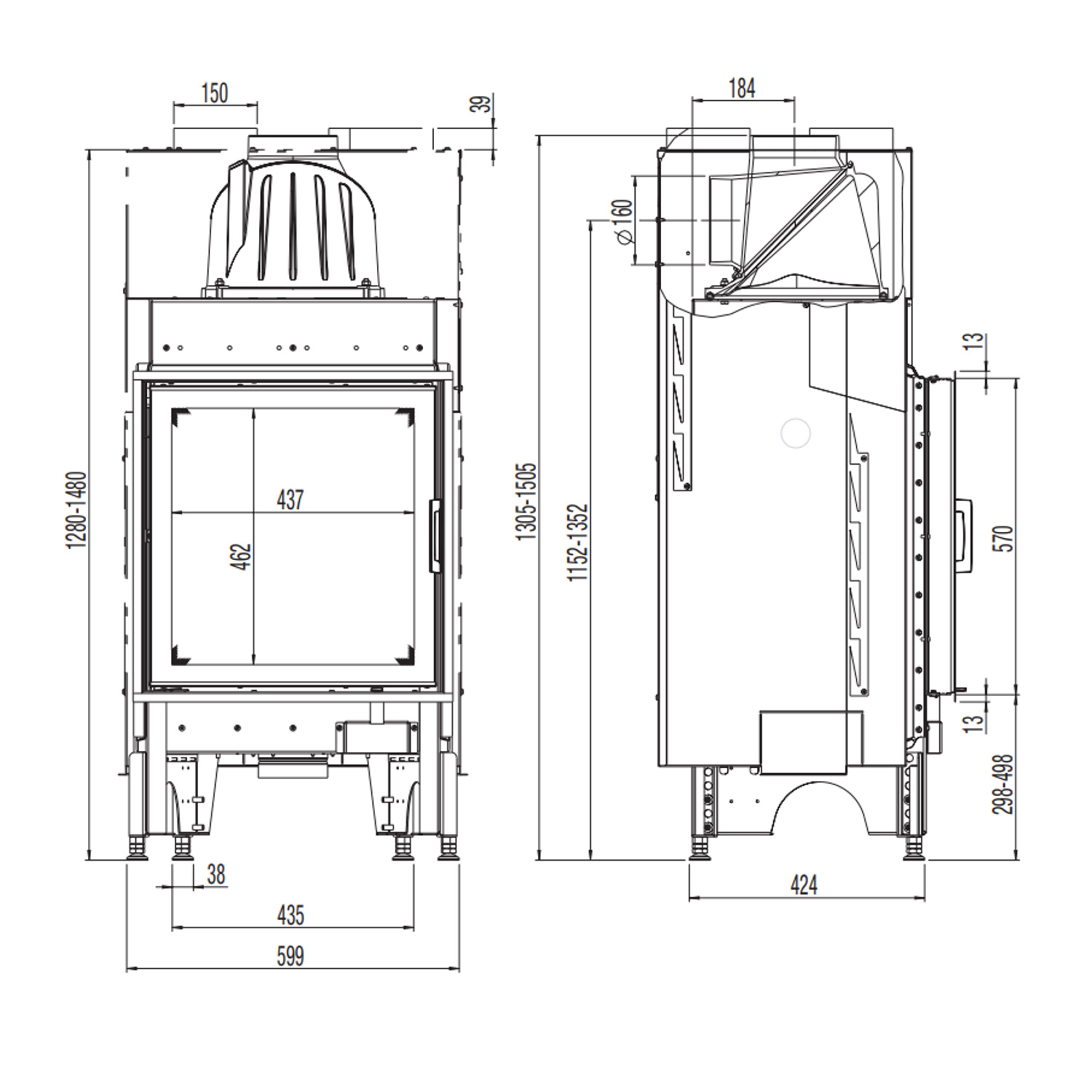 Austroflamm 55x57 K 2.0 Insert de cheminée