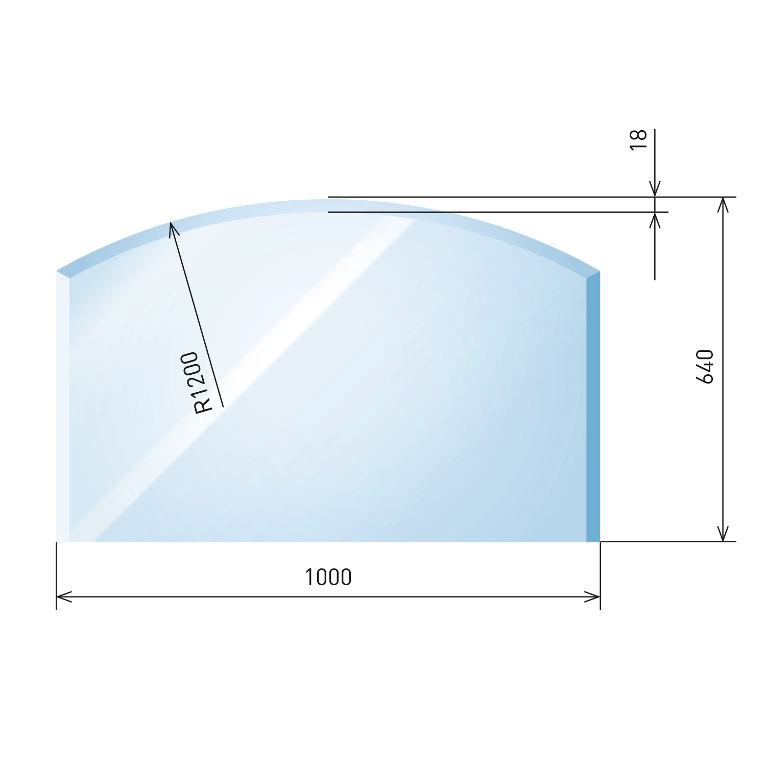 Raik Kamin Plaque de Verre Langue Plate 3 avec Facette Incluse