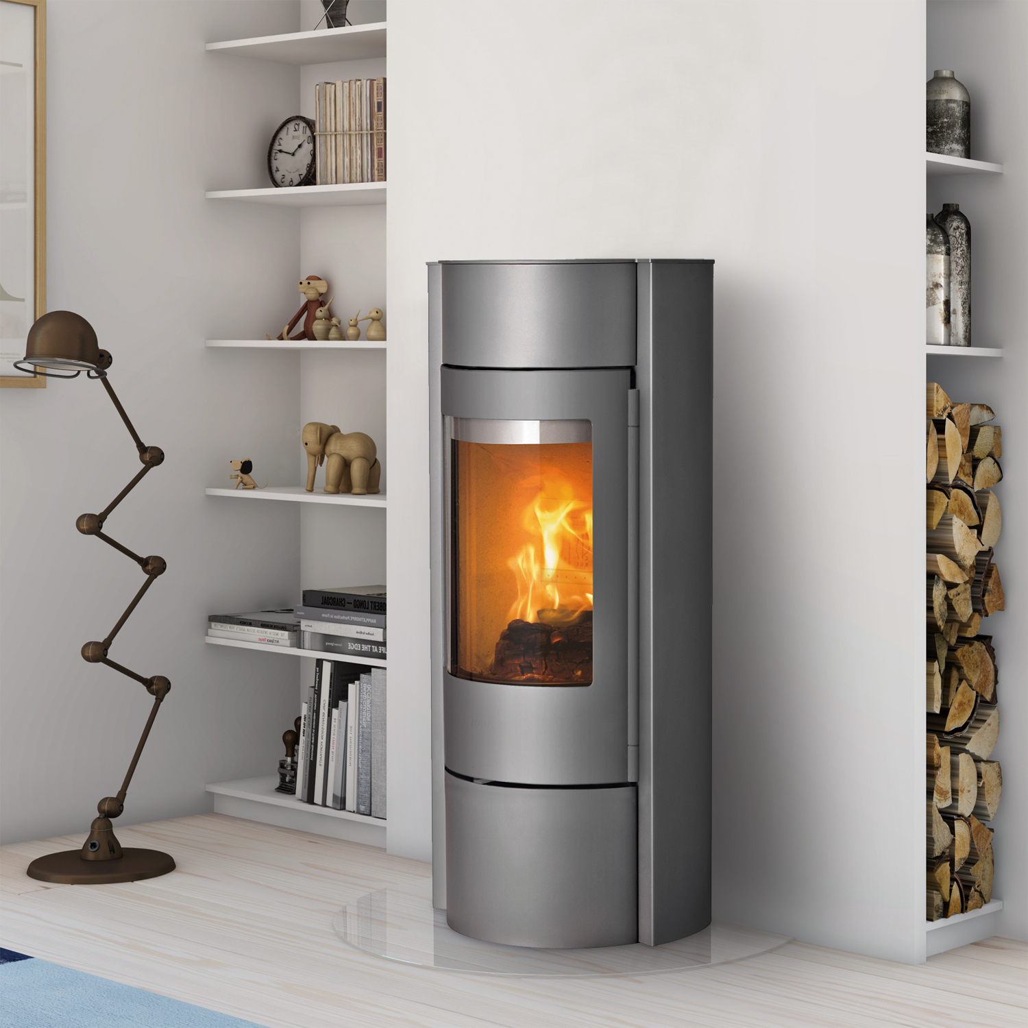 Poêle à bois Lotus Prestige MST Gris, sortie de fumée arrière